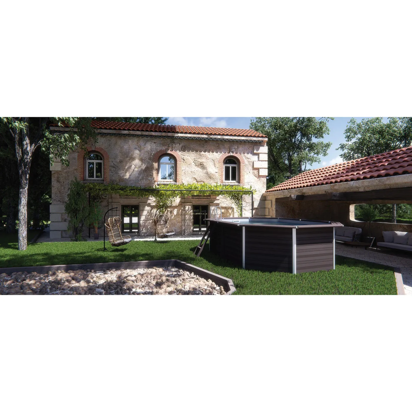 Piscina fuori terra rigida GRE Avangarde grigio L int 4.8 x 3.4 m 2