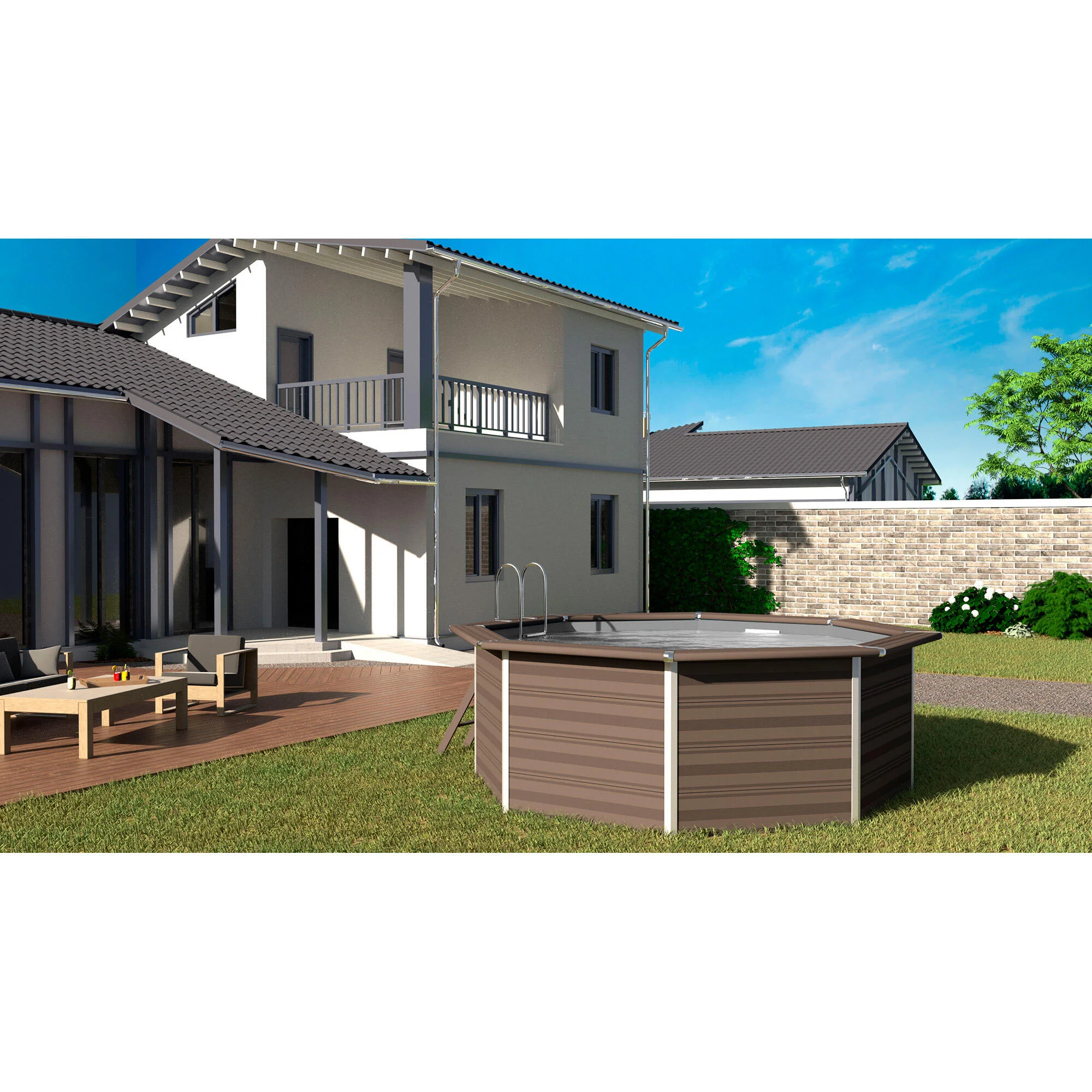 Piscina fuori terra rigida GRE Avangarde grigio H 1.24 x D 4.1 m 3