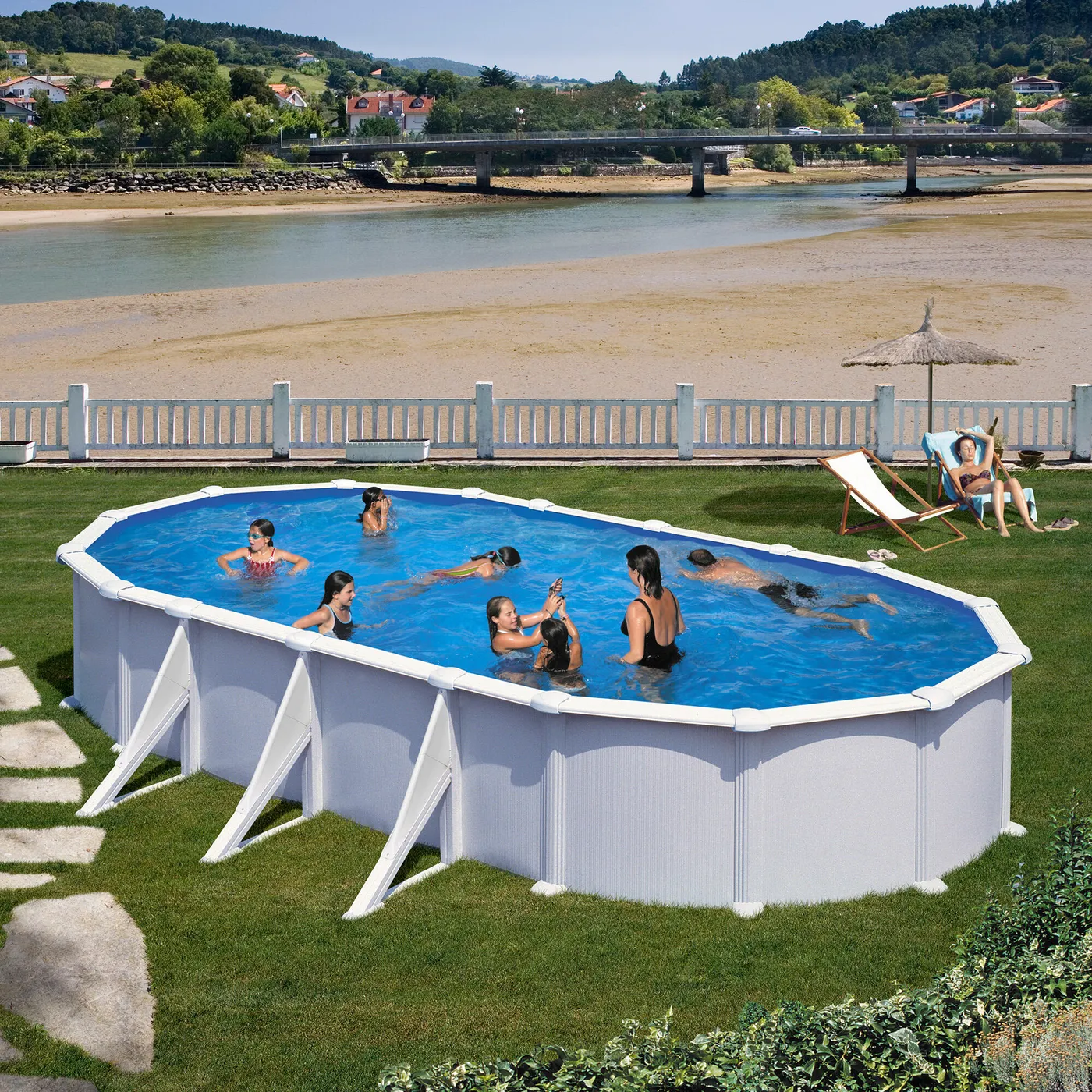 Piscina fuori terra rigida GRE Atlantis bianco L int 8 x 4.7 m 3
