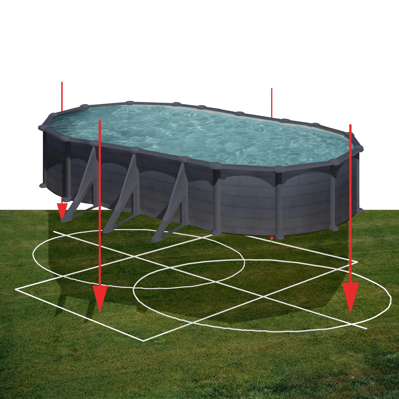 Piscina fuori terra rigida GRE Kea grigio L int 7.3 x 3.75 m 8