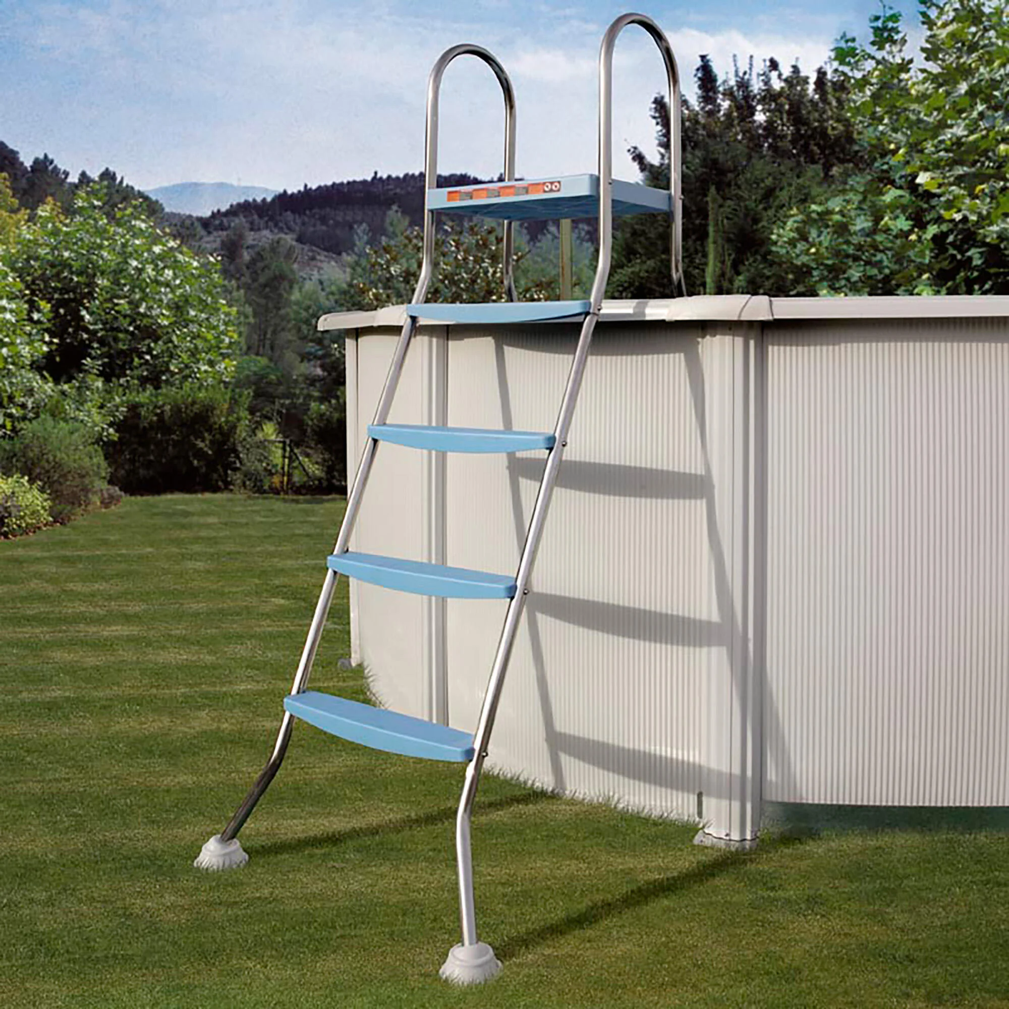 Scaletta per piscina fuori terra rigida in inox Gre AR11680 4 gradini 142 cm 2