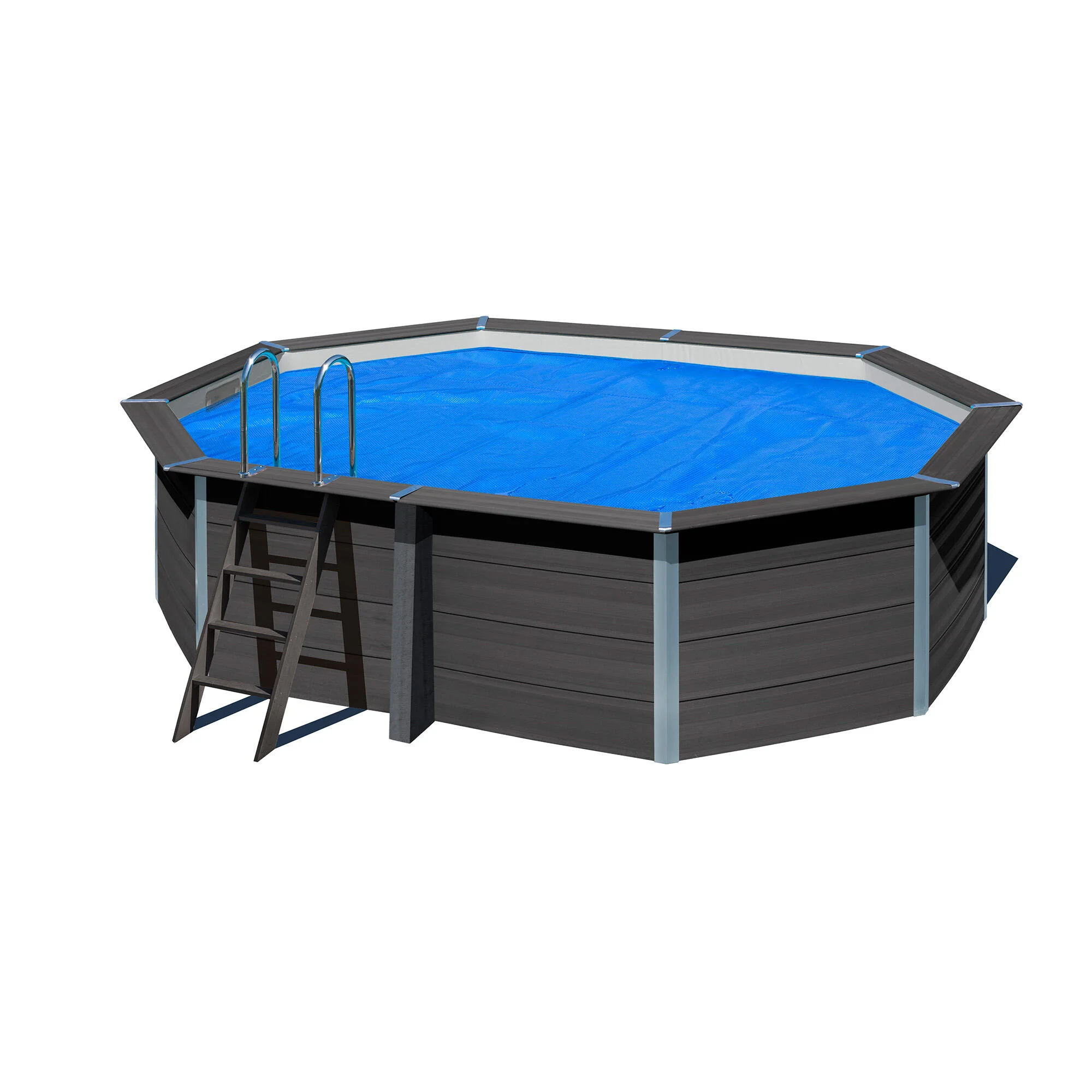 Copertura termica per piscina ottagonale GRE in polietilene blu 753 x 333 cm 2