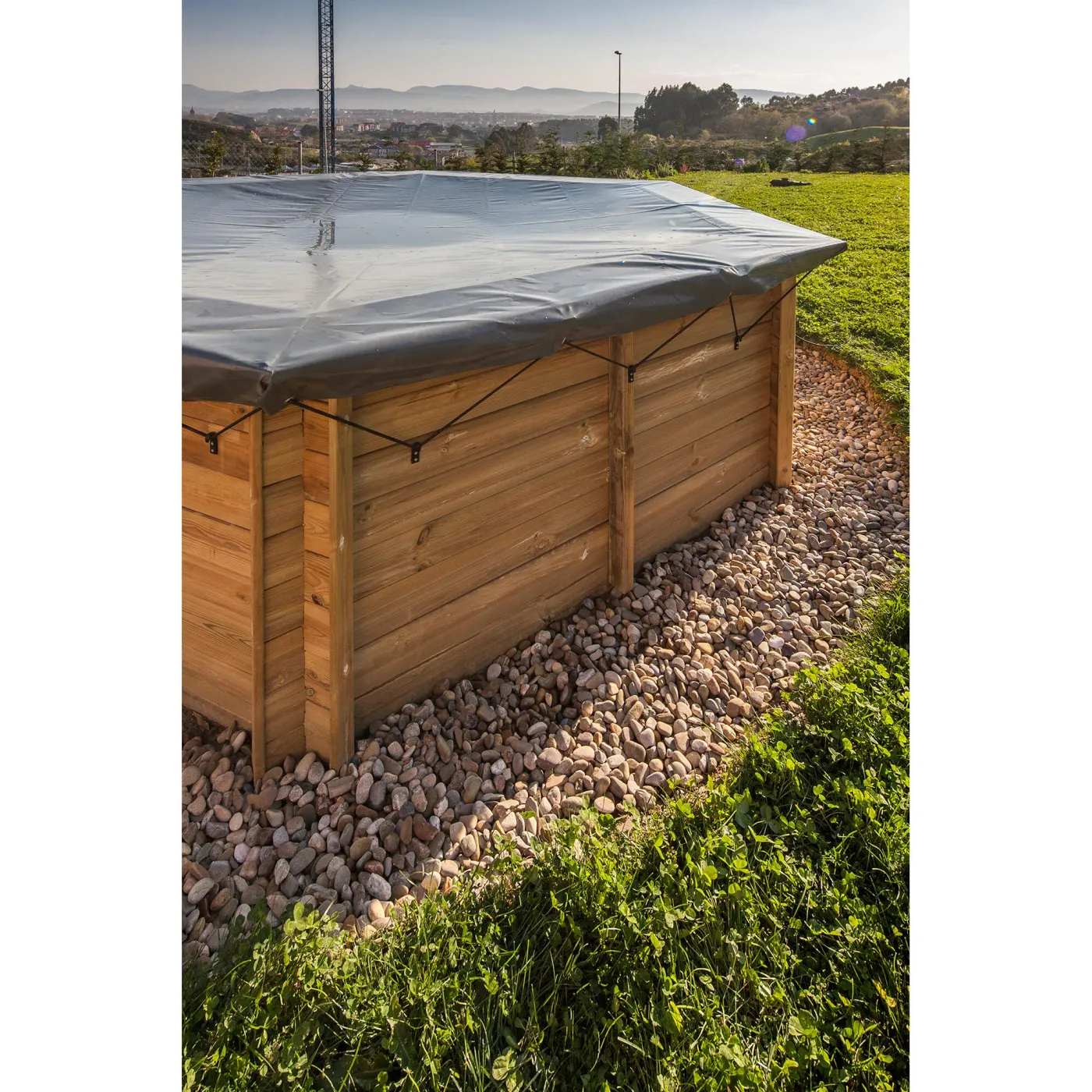 Copertura invernale per piscina tondo GRE 779525 in pvc grigio Ø 440 cm