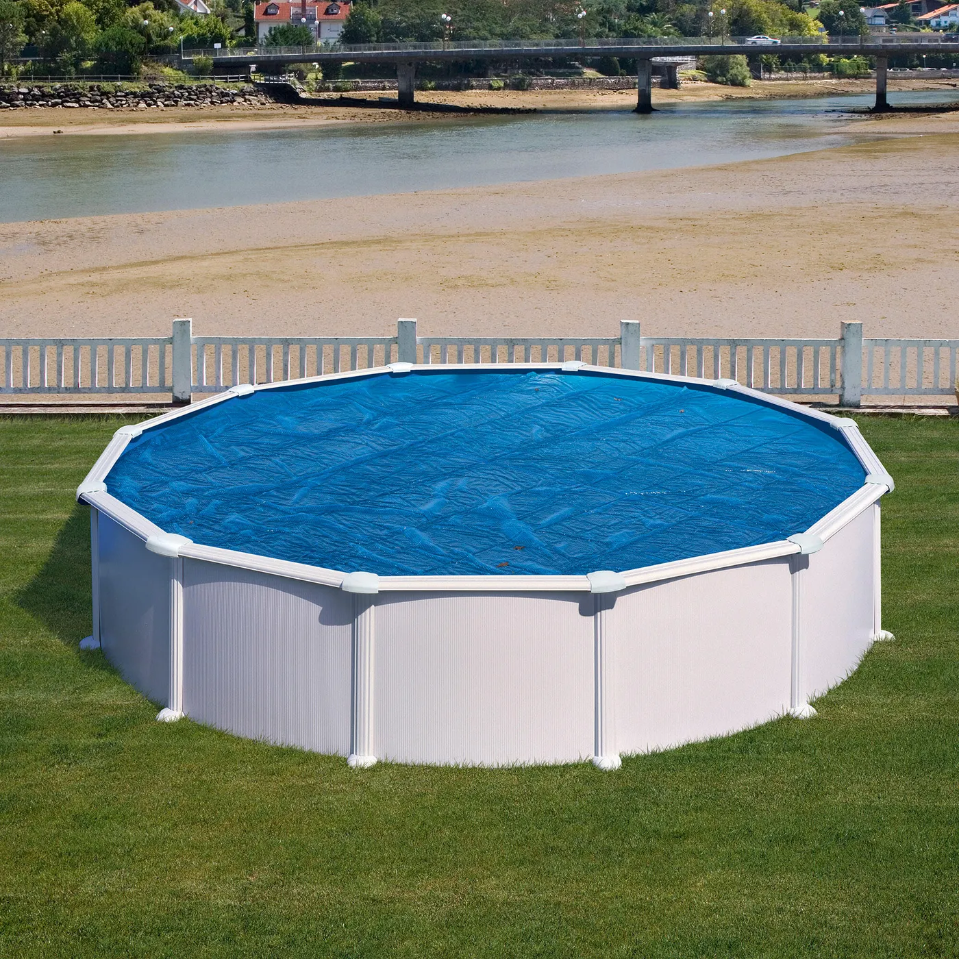 Copertura termica per piscina tondo GRE CPR400 in polietilene blu Ø 400 cm 2