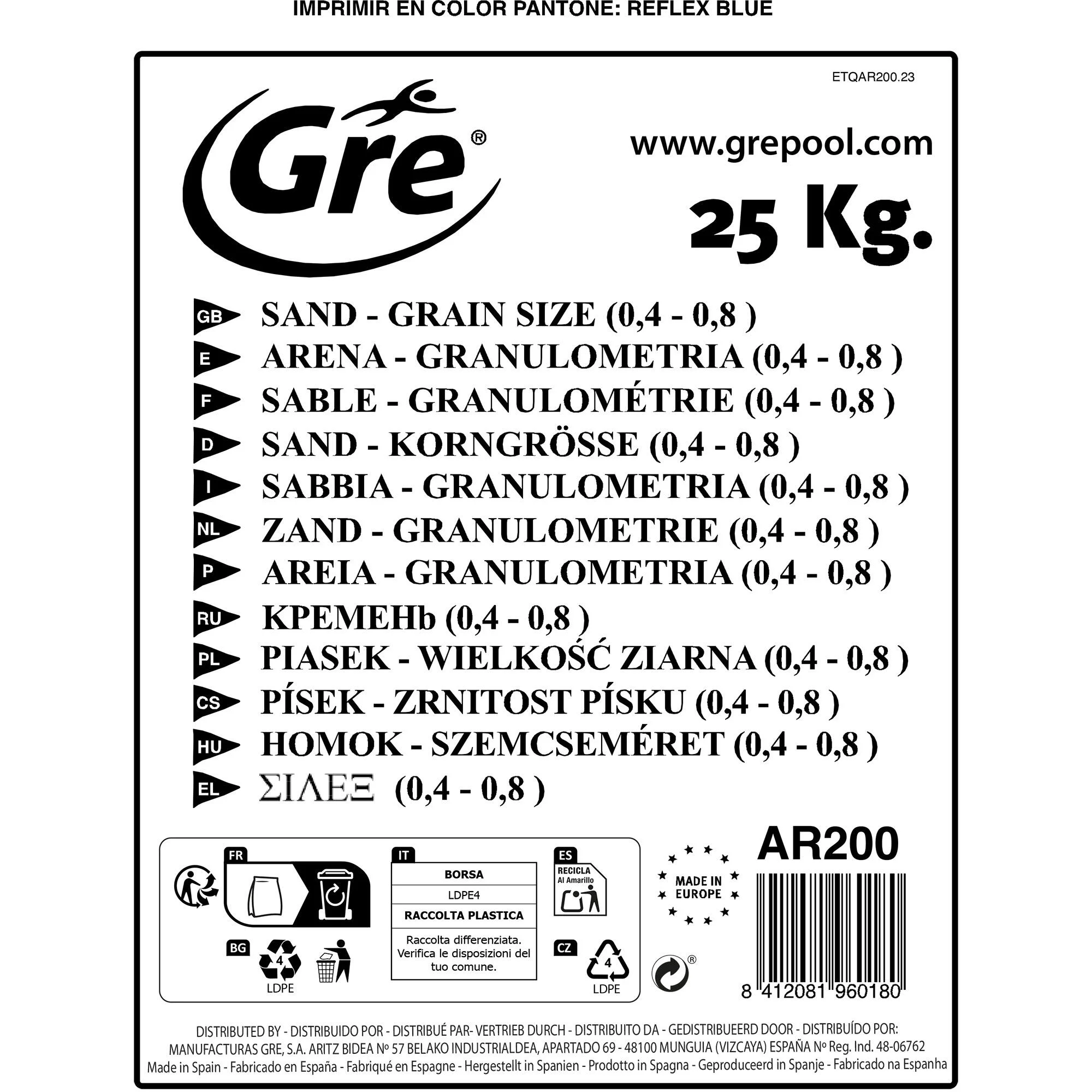 Sabbia silicea GRE 25 kg 2