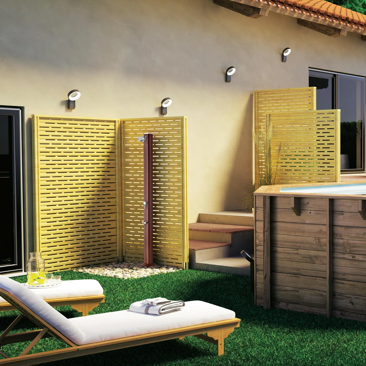 Doccia per piscina solare GRE effetto legno 20 L, marrone H 200 cm 2
