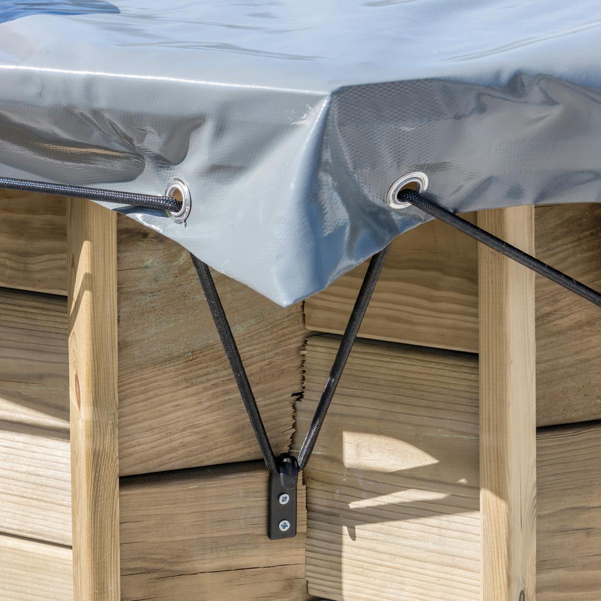 Copertura invernale per piscina ovale GRE in pvc grigio 591 x 405 cm 4