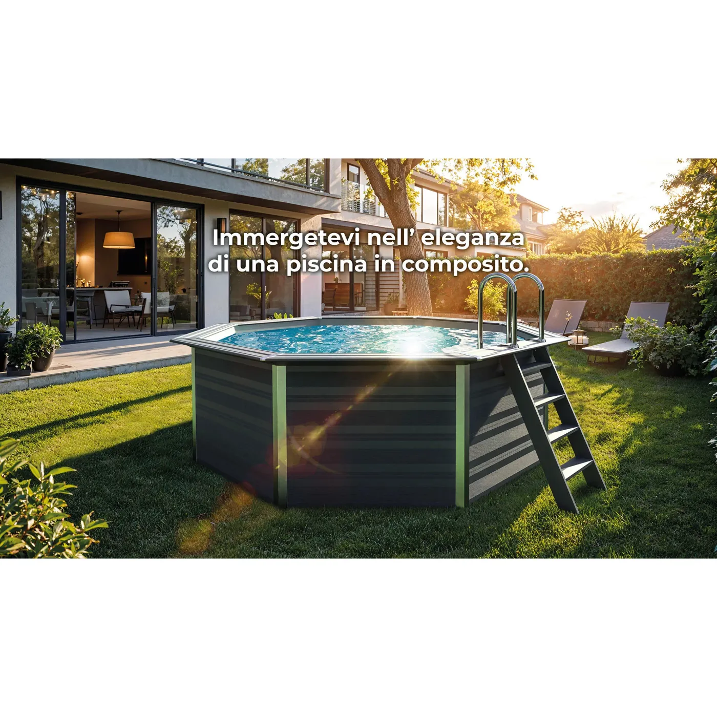 Piscina fuori terra rigida GRE Avangarde grigio H 1.24 x D 4.1 m 2