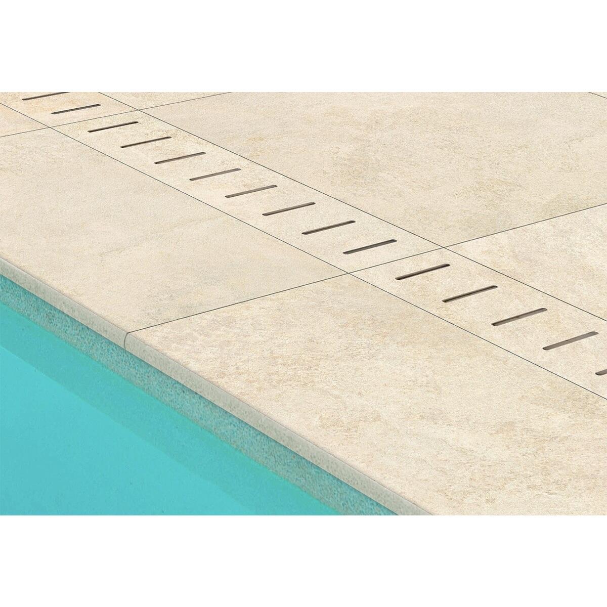 Bordo per piscina in gres porcellanato ECODADO+ Griglia Gres beige 14,5x60x2 L 50 x H 14.5 cm, Sp 20 mm 5