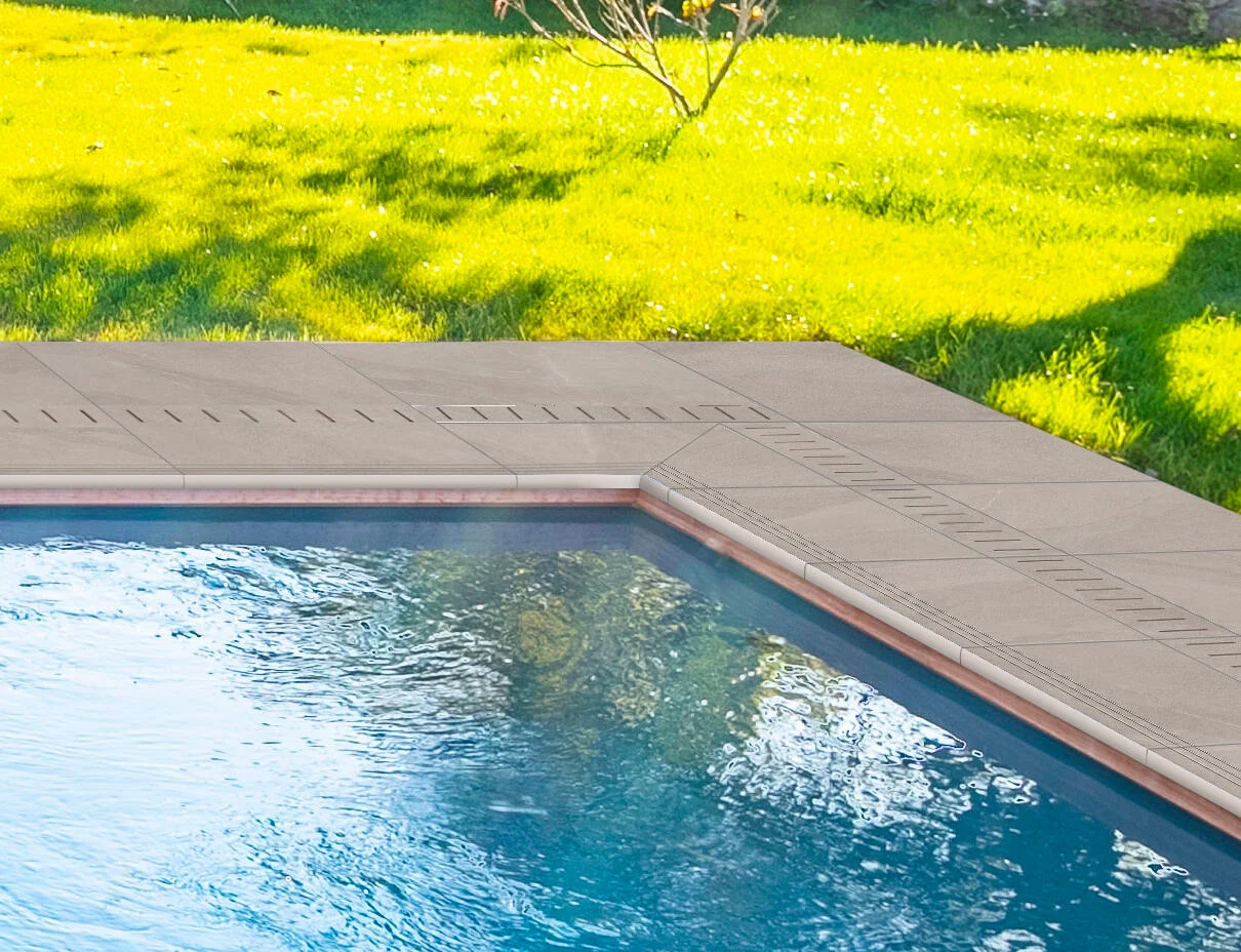 Bordo per piscina in gres porcellanato ECODADO+ Griglia Gres beige 14,5x60x2 L 60 x H 14.5 cm, Sp 20 mm 4
