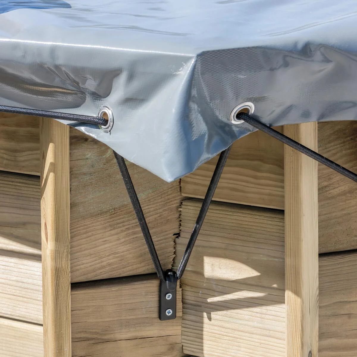 Copertura invernale per piscina ovale GRE in pvc grigio 476 x 376 cm 2