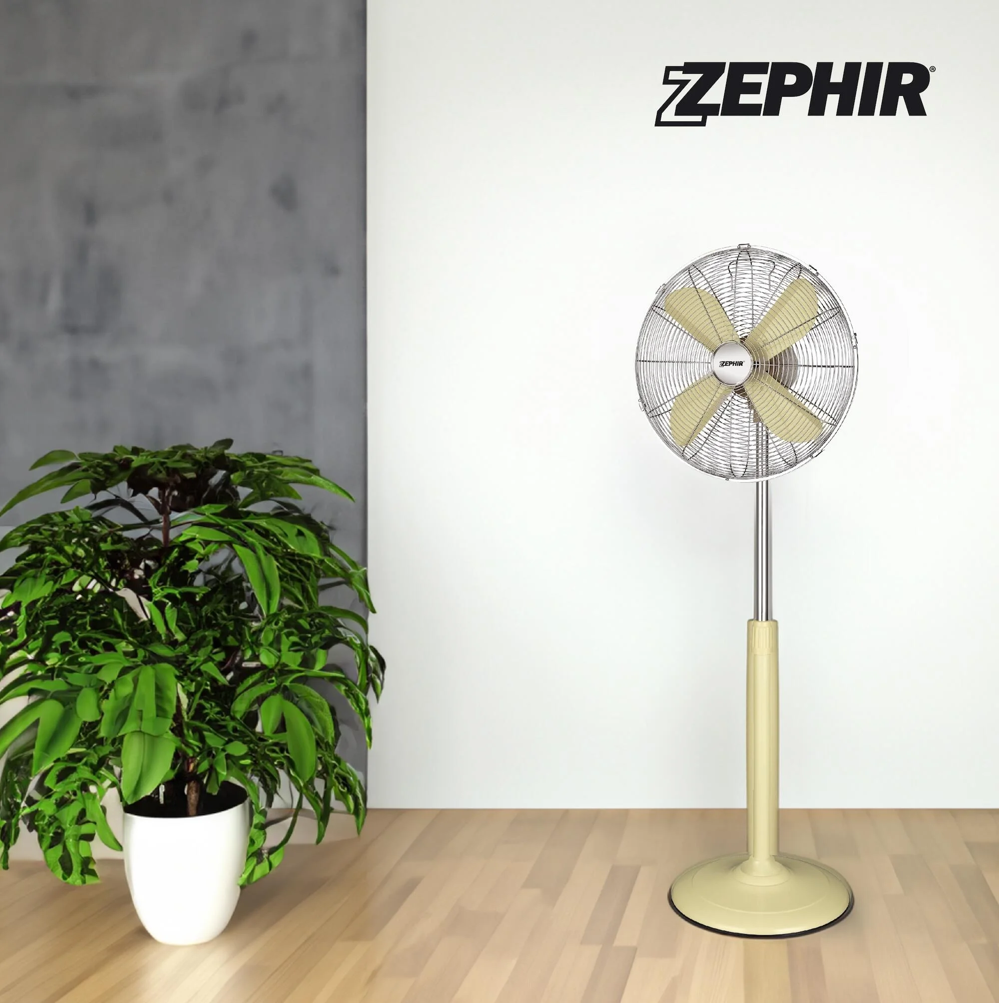 Ventilatore a piantana ZEPHIR Vintage crema 50 W Ø 40 cm 2