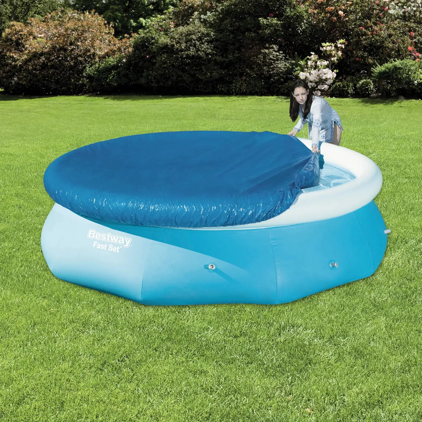 Copertura di sicurezza per piscina tondo BESTWAY Fast set in polietilene blu Ø 244 cm 2