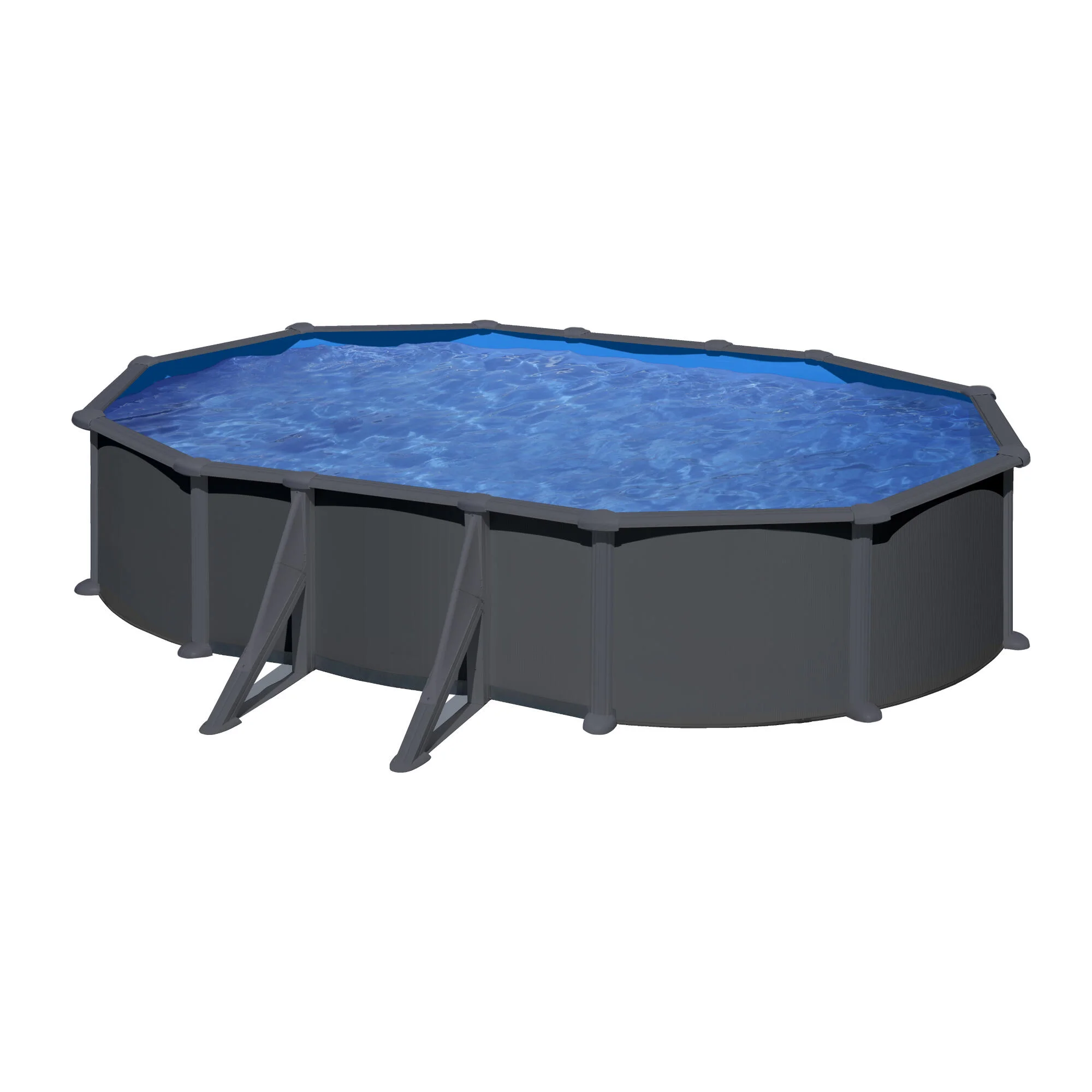 Piscina fuori terra rigida GRE Piscina Serie Anthraticite KITPROV618GY grigio scuro H 1.32 x L int 6.1 x 3.75 m 3