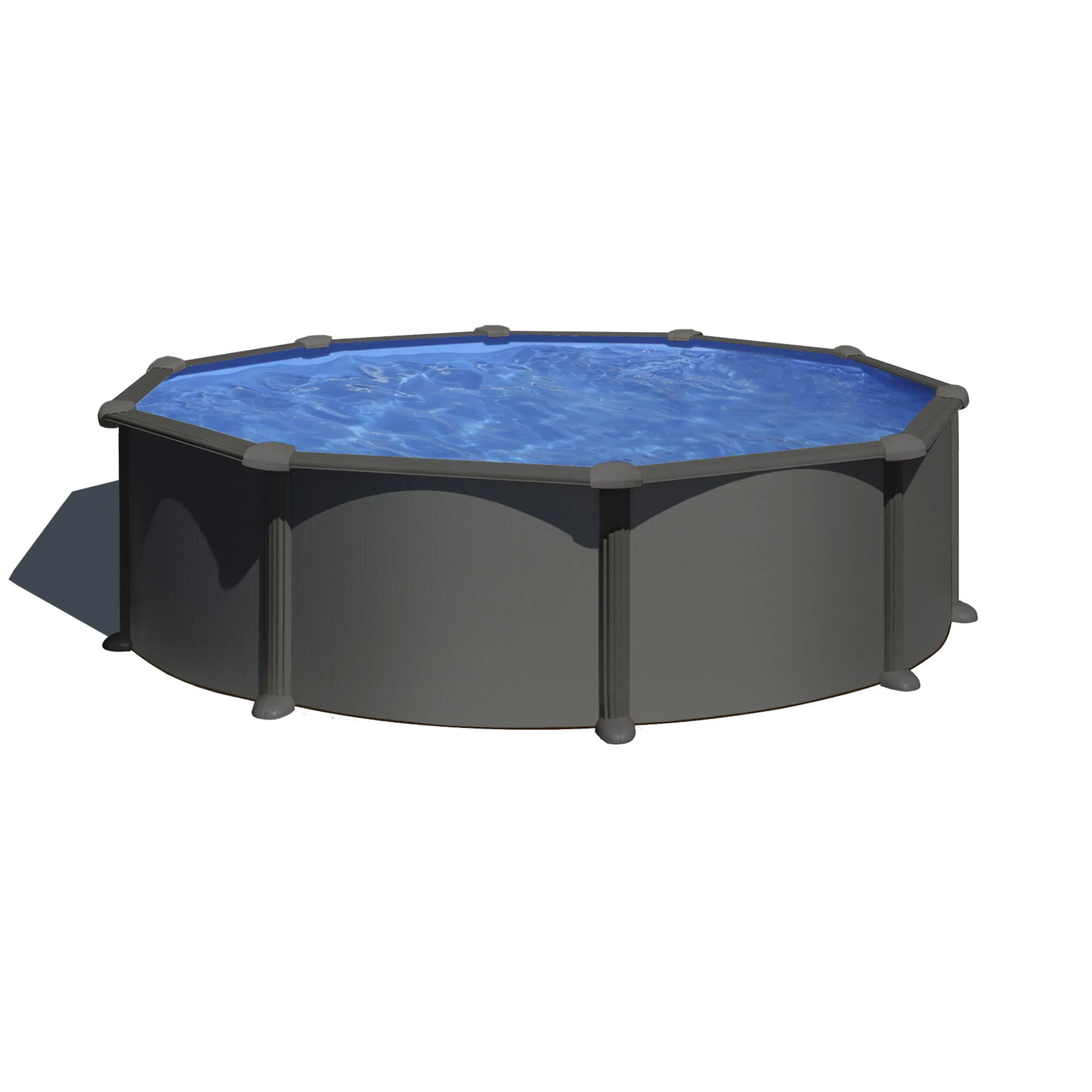 Piscina fuori terra rigida GRE Piscina Serie Anthraticite KITPR458GY grigio scuro H 1.32 x Diam 4.8 m 4