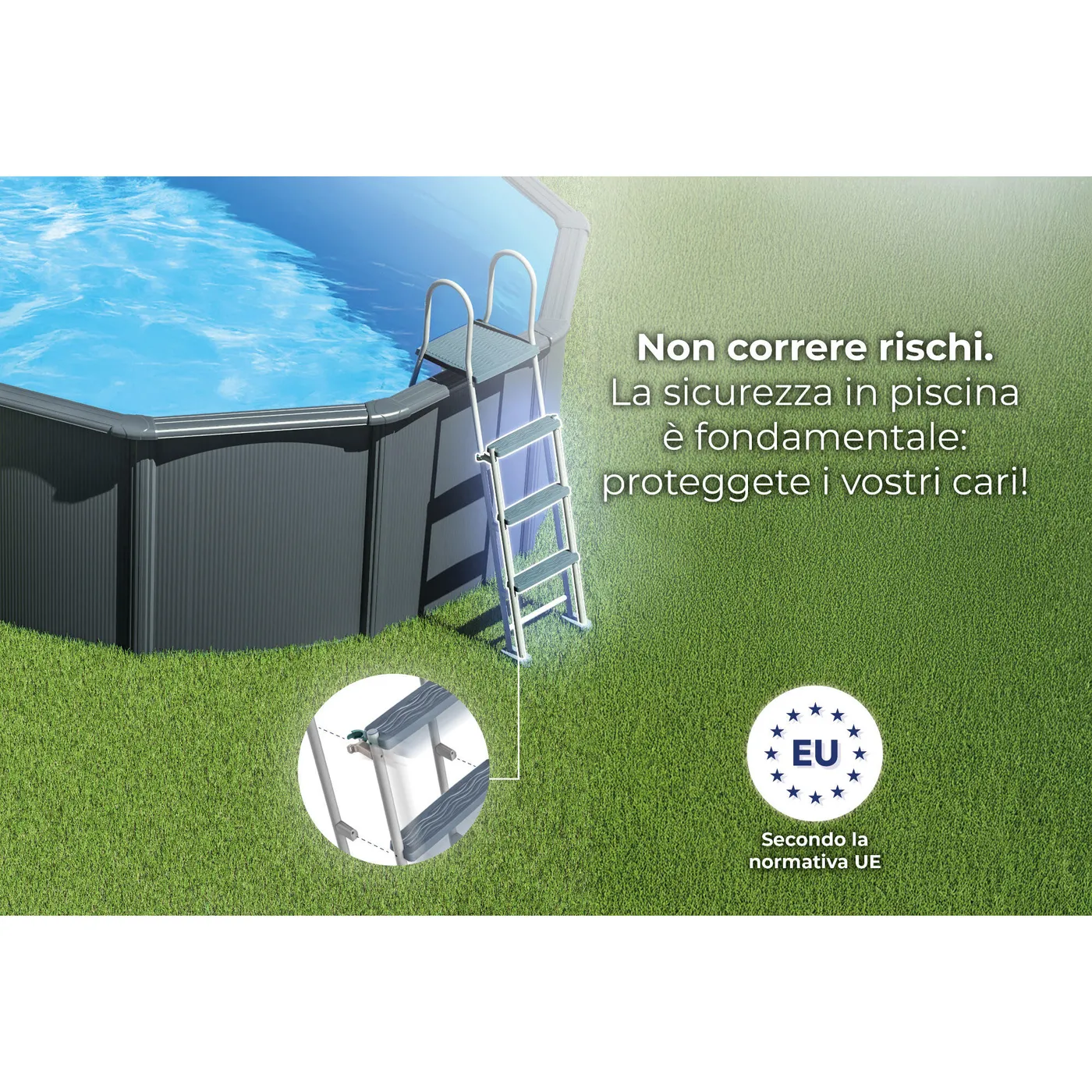Piscina fuori terra rigida GRE Piscina Serie Anthraticite KITPR458GY grigio scuro H 1.32 x Diam 4.8 m 8