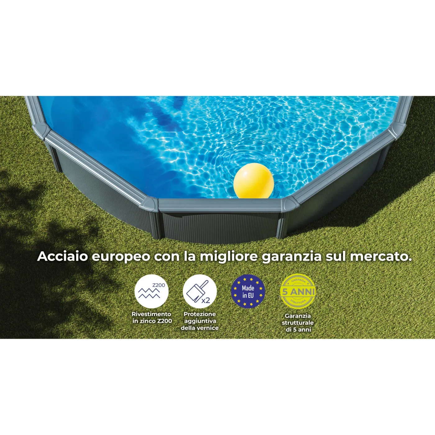 Piscina fuori terra rigida GRE Piscina Serie Anthraticite KITPR458GY grigio scuro H 1.32 x Diam 4.8 m 6