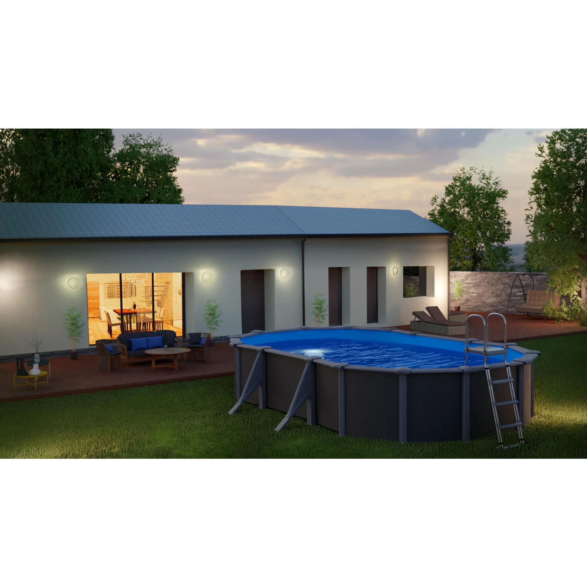 Piscina fuori terra rigida GRE Piscina Serie Aqualoon KIT500GYQGRE grigio scuro H 1.22 x L int 5 m 2