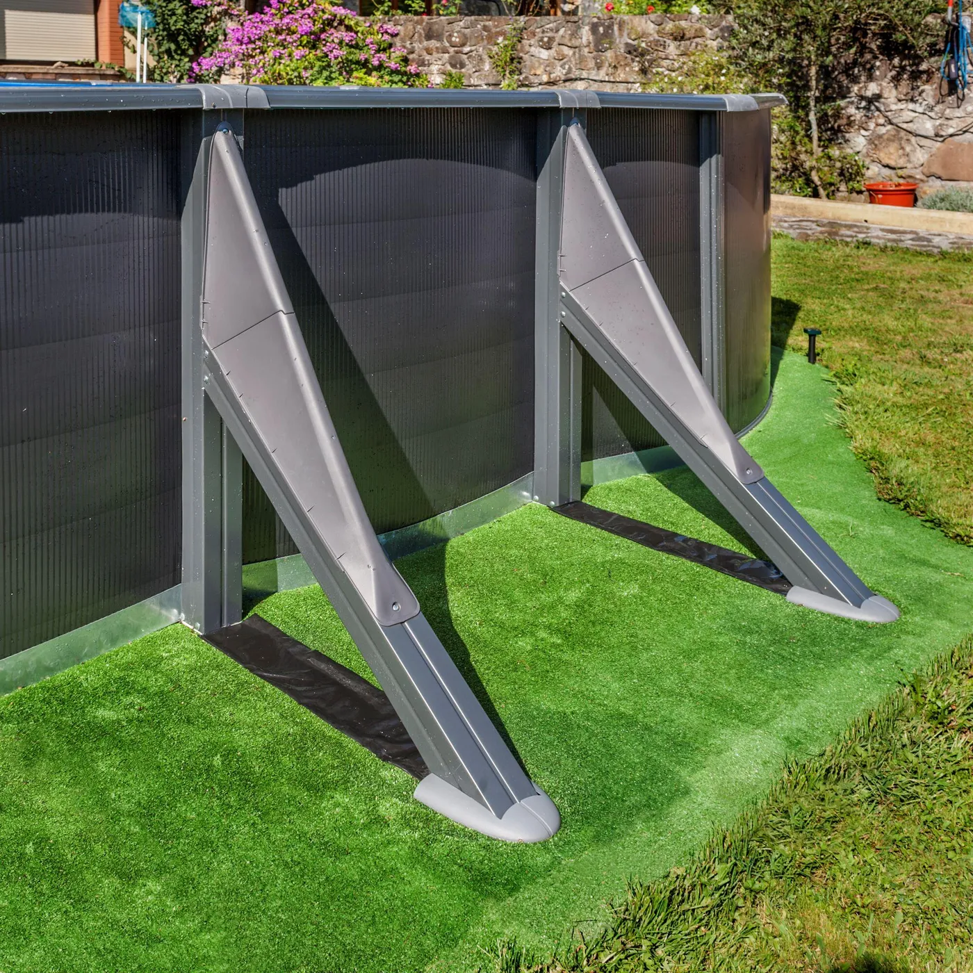 Piscina fuori terra rigida GRE Piscina Serie Anthraticite KITPROV738GY grigio scuro H 1.32 x L int 7.3 x 3.75 m 5