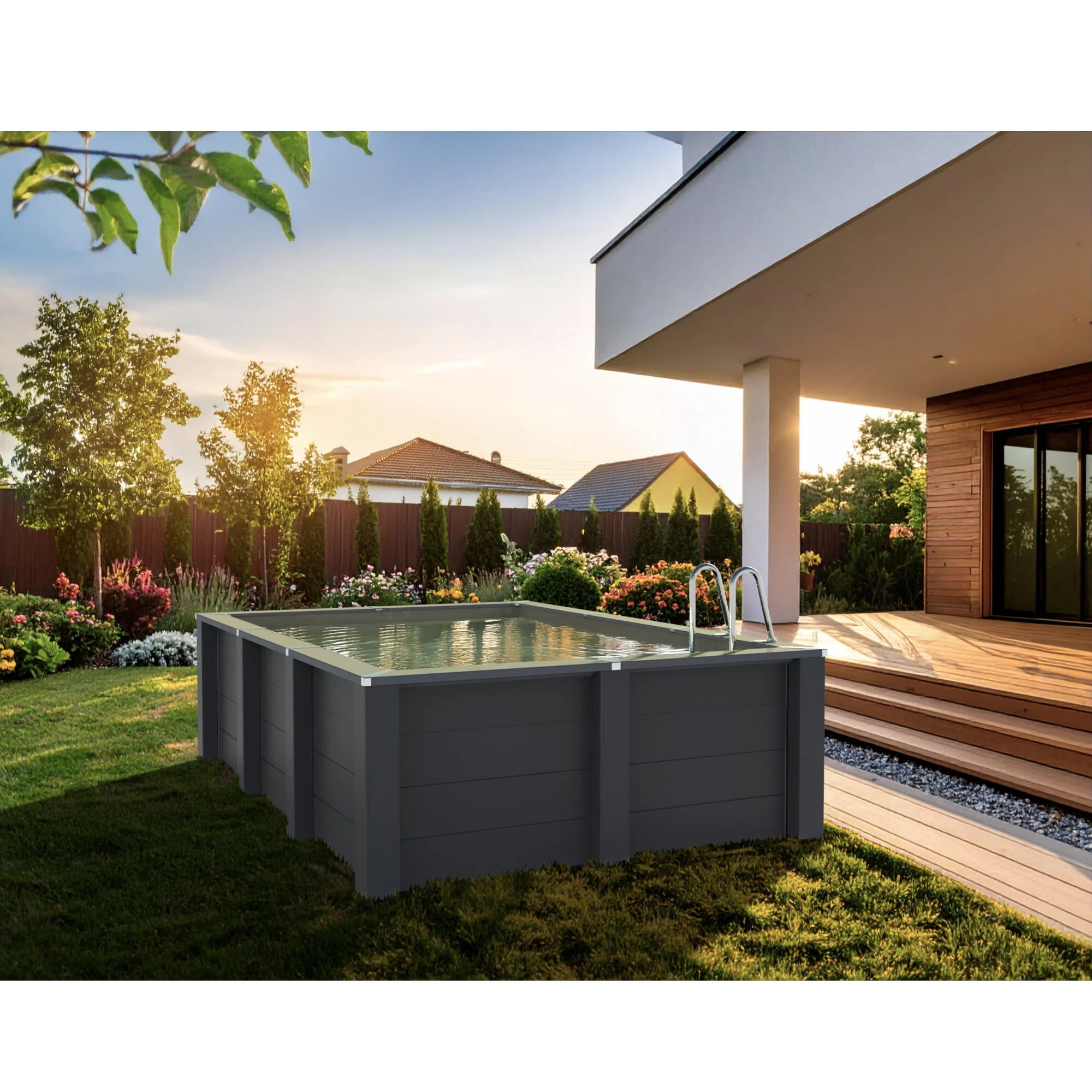 Piscina fuori terra rigida GRE Piscina Serie Avantgarde Nova KPCOR46T grigio scuro H 1.26 x L int 4.2 x 2.8 m 2
