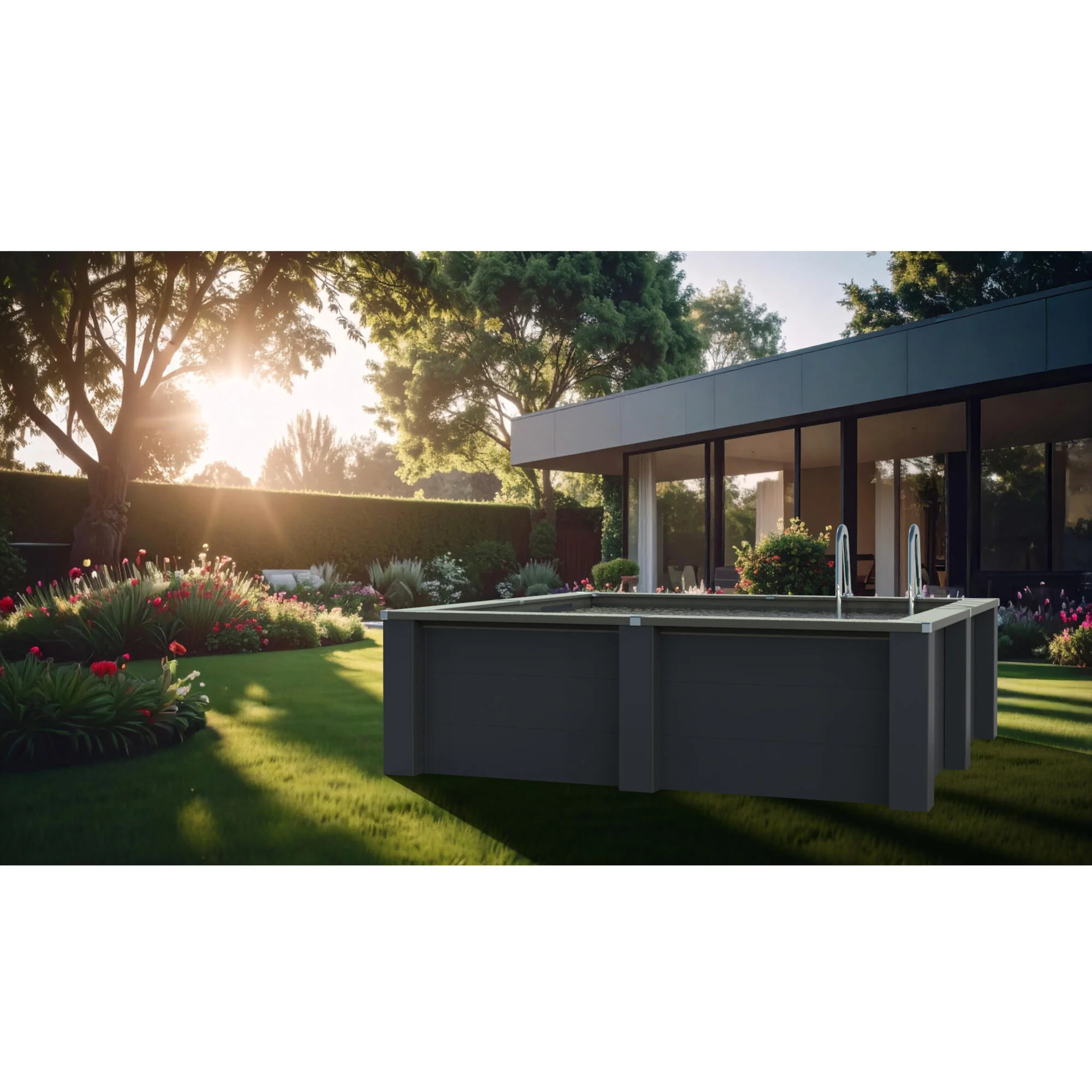Piscina fuori terra rigida GRE Piscina Serie Avantgarde Nova KPCOR28T grigio scuro H 0.96 x L int 2.8 x 2.8 m 3