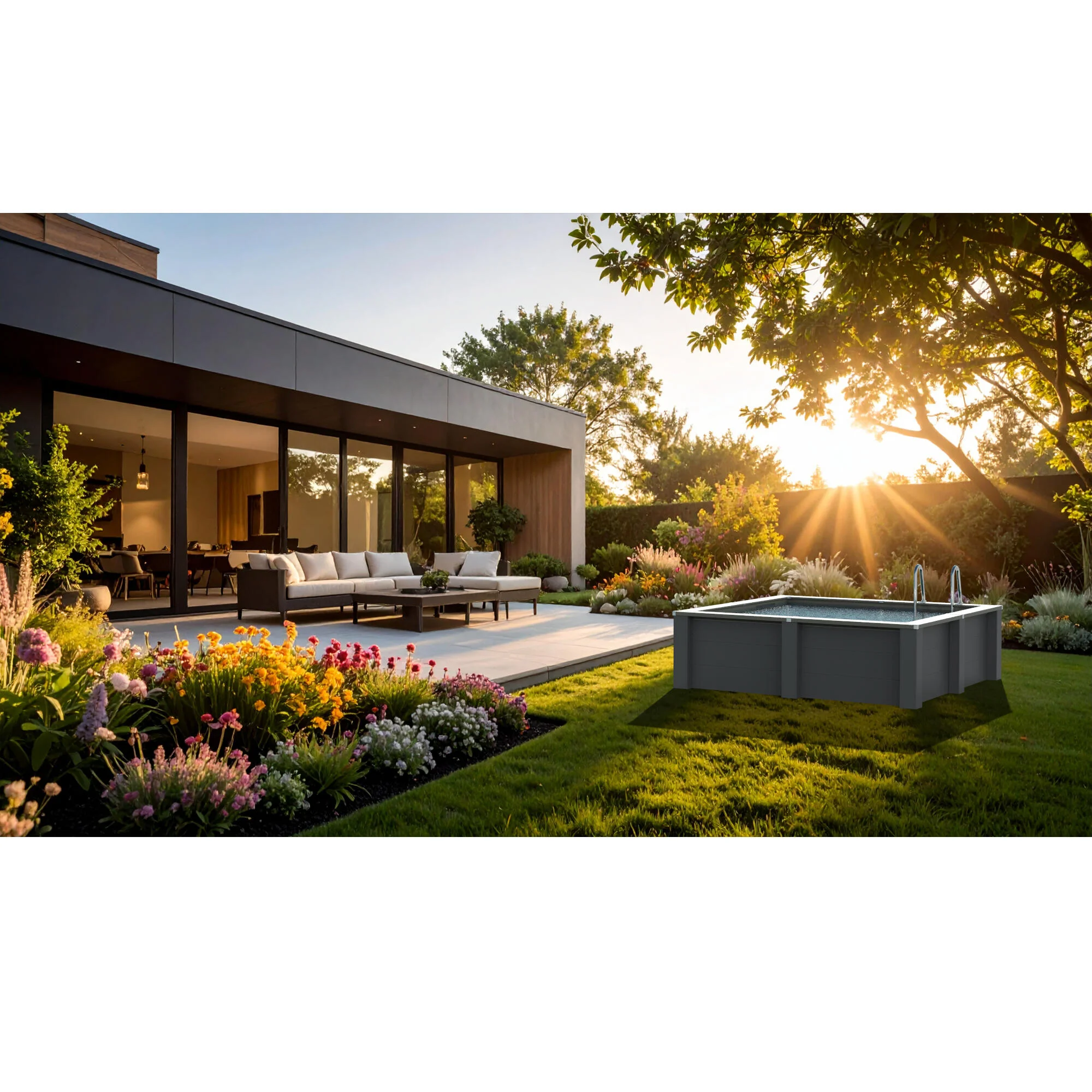 Piscina fuori terra rigida GRE Piscina Serie Avantgarde Nova KPCOR28T grigio scuro H 0.96 x L int 2.8 x 2.8 m 2