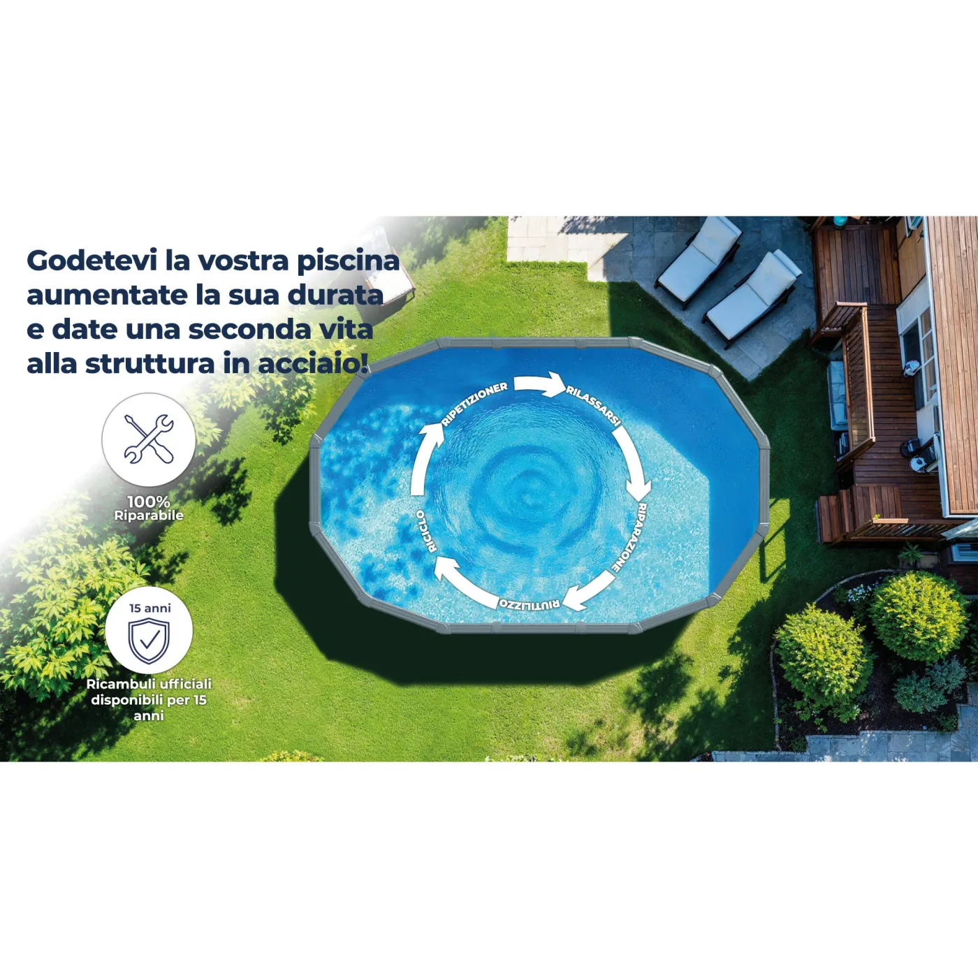Piscina fuori terra rigida GRE Piscina Serie Aqualoon KIT500GYQGRE grigio scuro H 1.22 x L int 5 m