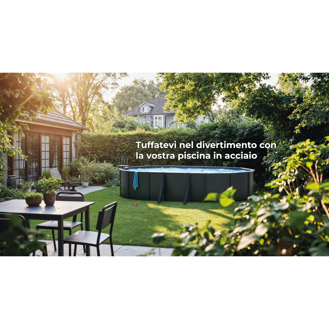 Piscina fuori terra rigida GRE Piscina Serie Aqualoon KIT500GYQGRE grigio scuro H 1.22 x L int 5 m 8