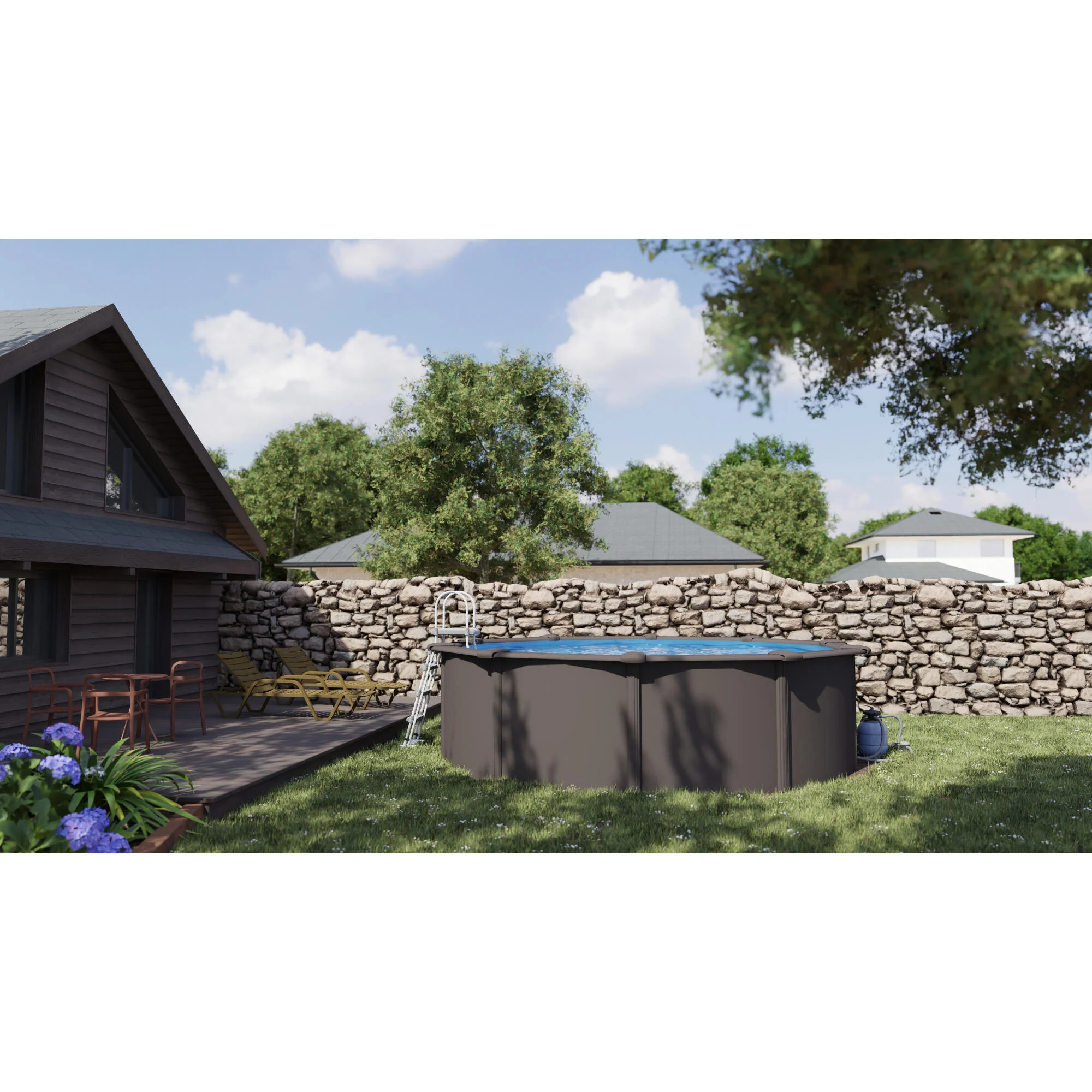 Piscina fuori terra rigida GRE Piscina Serie Aqualoon KIT350GYQGRE grigio scuro H 1.22 x Diametro 3.7 m 2