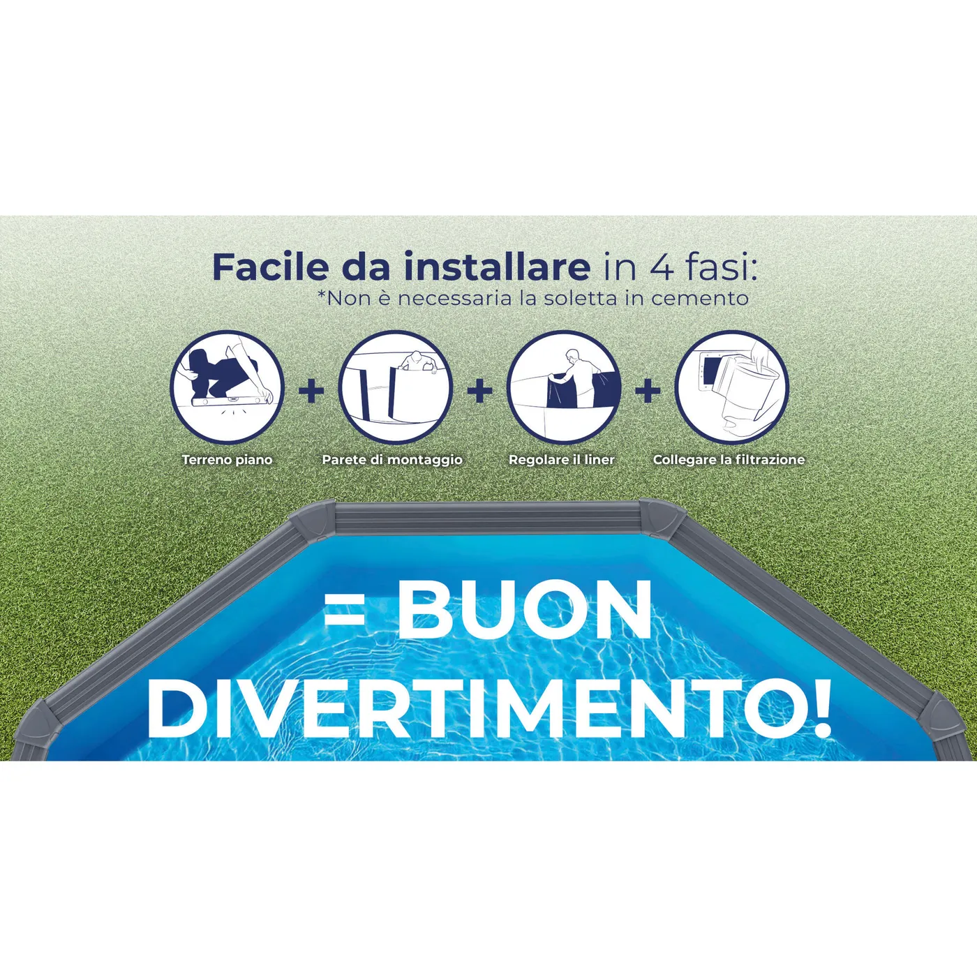 Piscina fuori terra rigida GRE Piscina Serie Aqualoon KIT500GYQGRE grigio scuro H 1.22 x L int 5 m 7