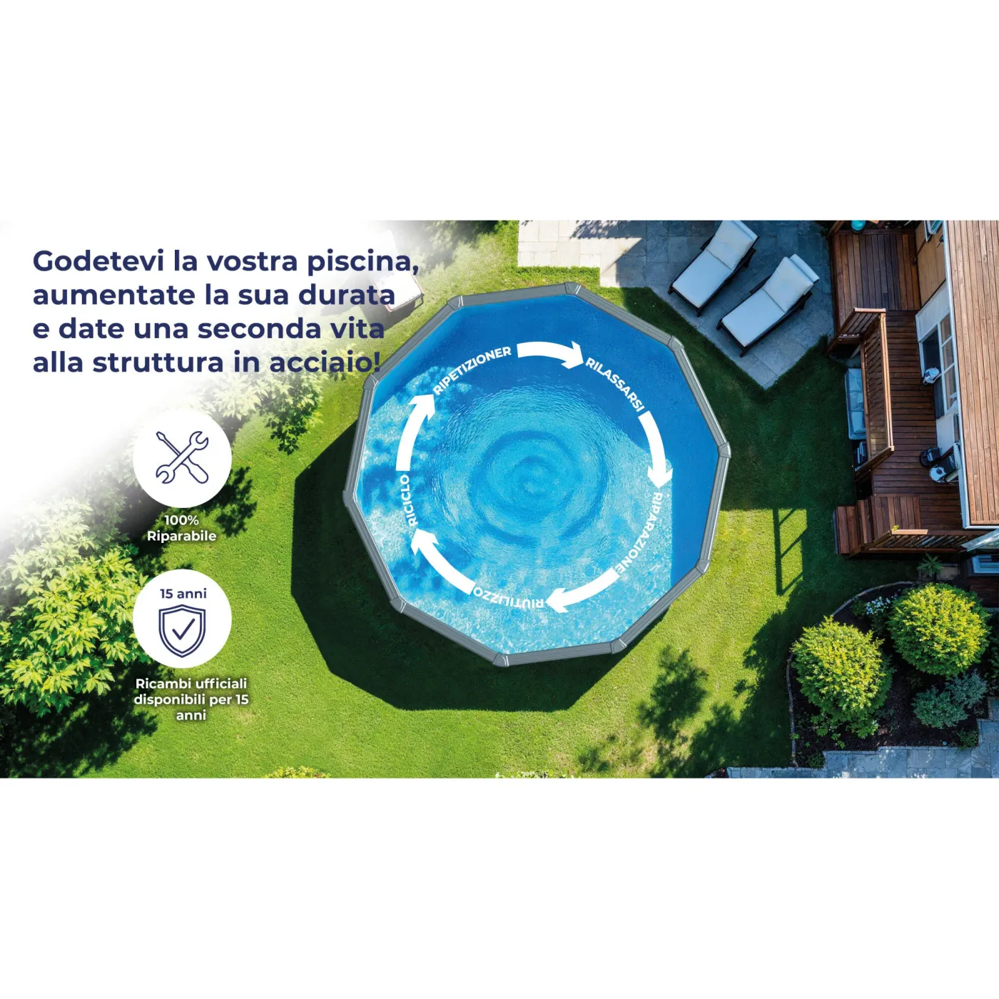 Piscina fuori terra rigida GRE Piscina Serie Aqualoon KIT350GYQGRE grigio scuro H 1.22 x Diametro 3.7 m