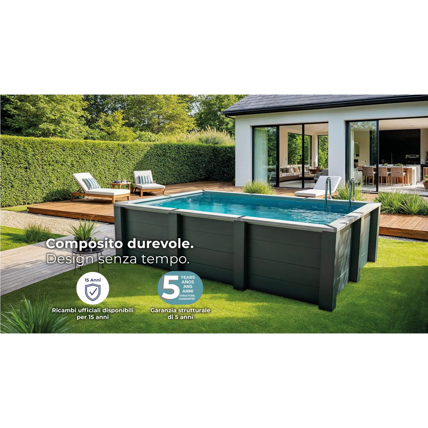 Piscina fuori terra rigida GRE Piscina Serie Avantgarde Nova KPCOR60T grigio scuro H 1.26 x L int 5.6 x 2.8 m 5