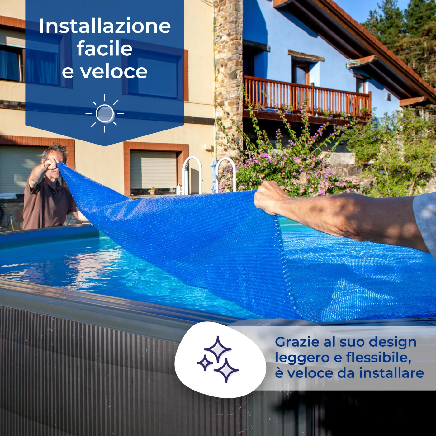 Copertura termica per piscina tondo GRE CPR550 in polietilene blu Ø 550 cm 6