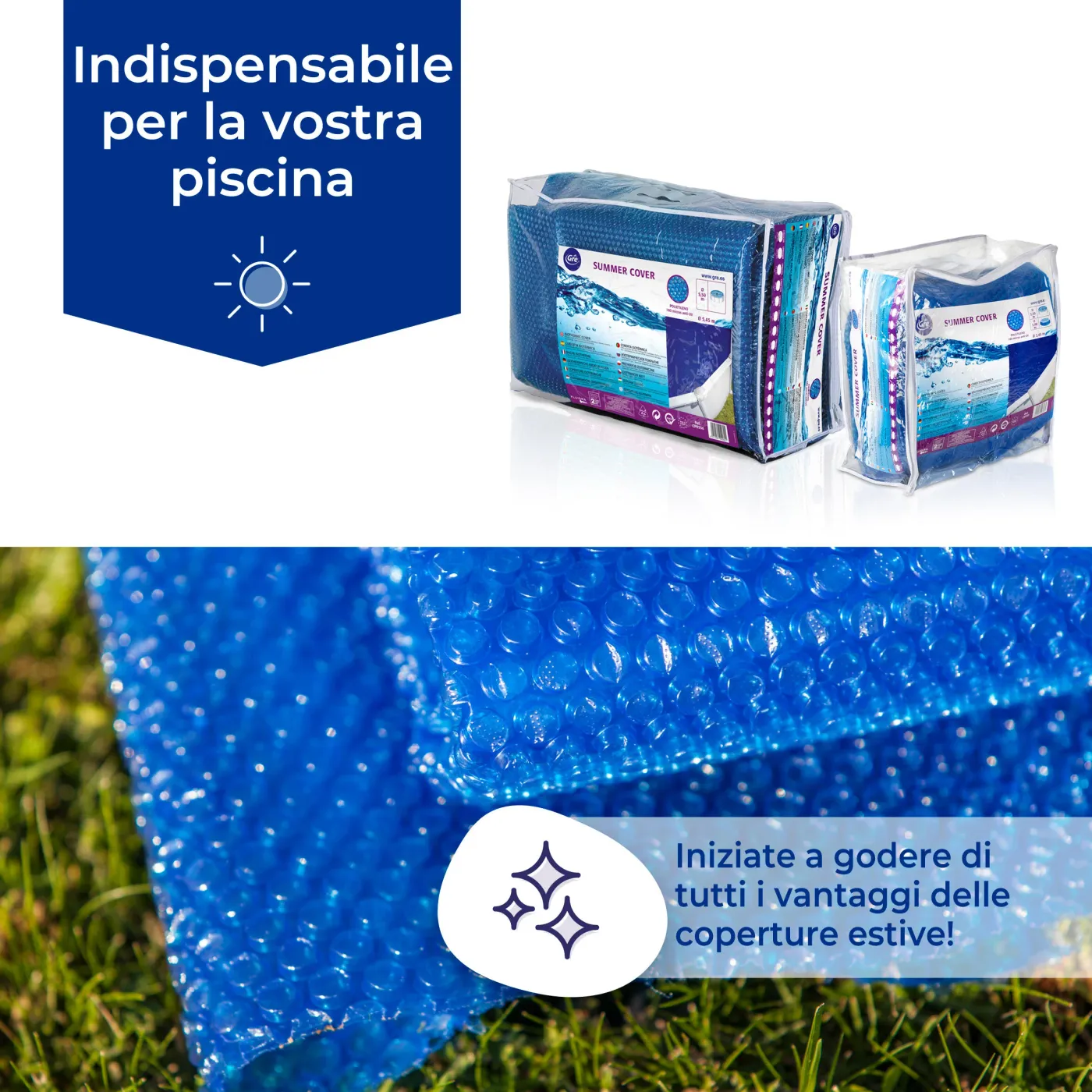 Copertura termica per piscina tondo GRE in polietilene blu Ø 360 cm 7