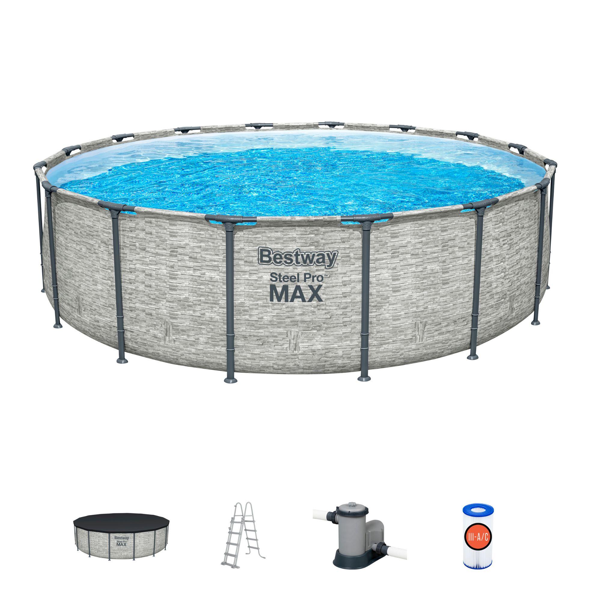 Piscina fuori terra tubolare BESTWAY grigio scuro H 1.22 x L int 4.88 x 4.82 m 3