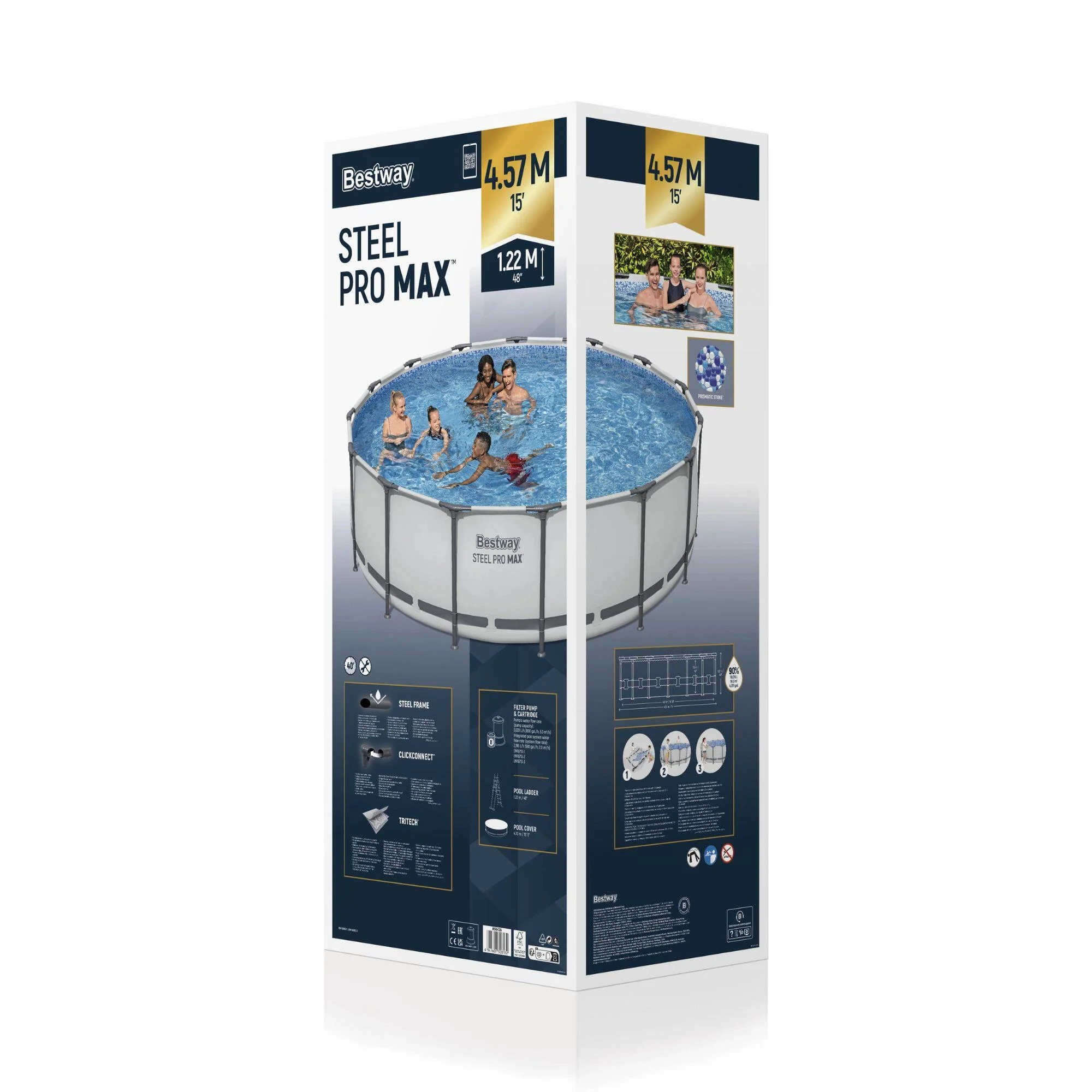 Piscina fuori terra tubolare BESTWAY grigio H 1.22 x Diametro 4.57 m 3