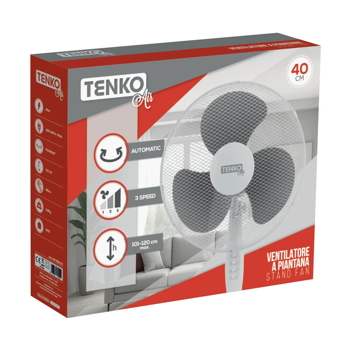 Ventilatore a piantana  Bianco 40 W ø 40 cm 3