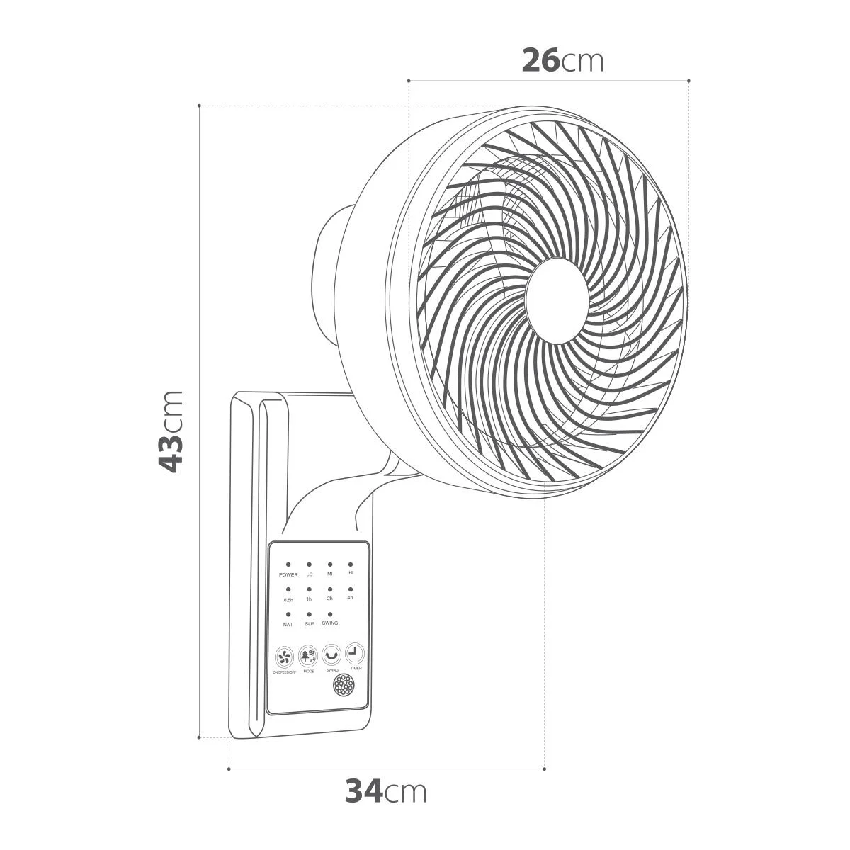 Ventilatore a parete nero 90 W ø 25 cm 2