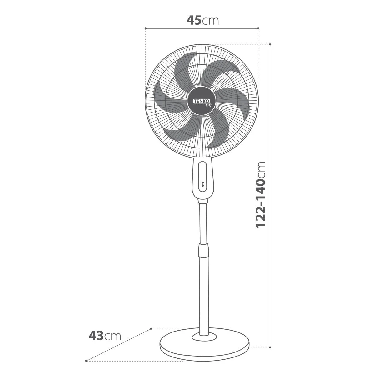 Ventilatore a piantana nero 90 W ø 45 cm 6 pale 4