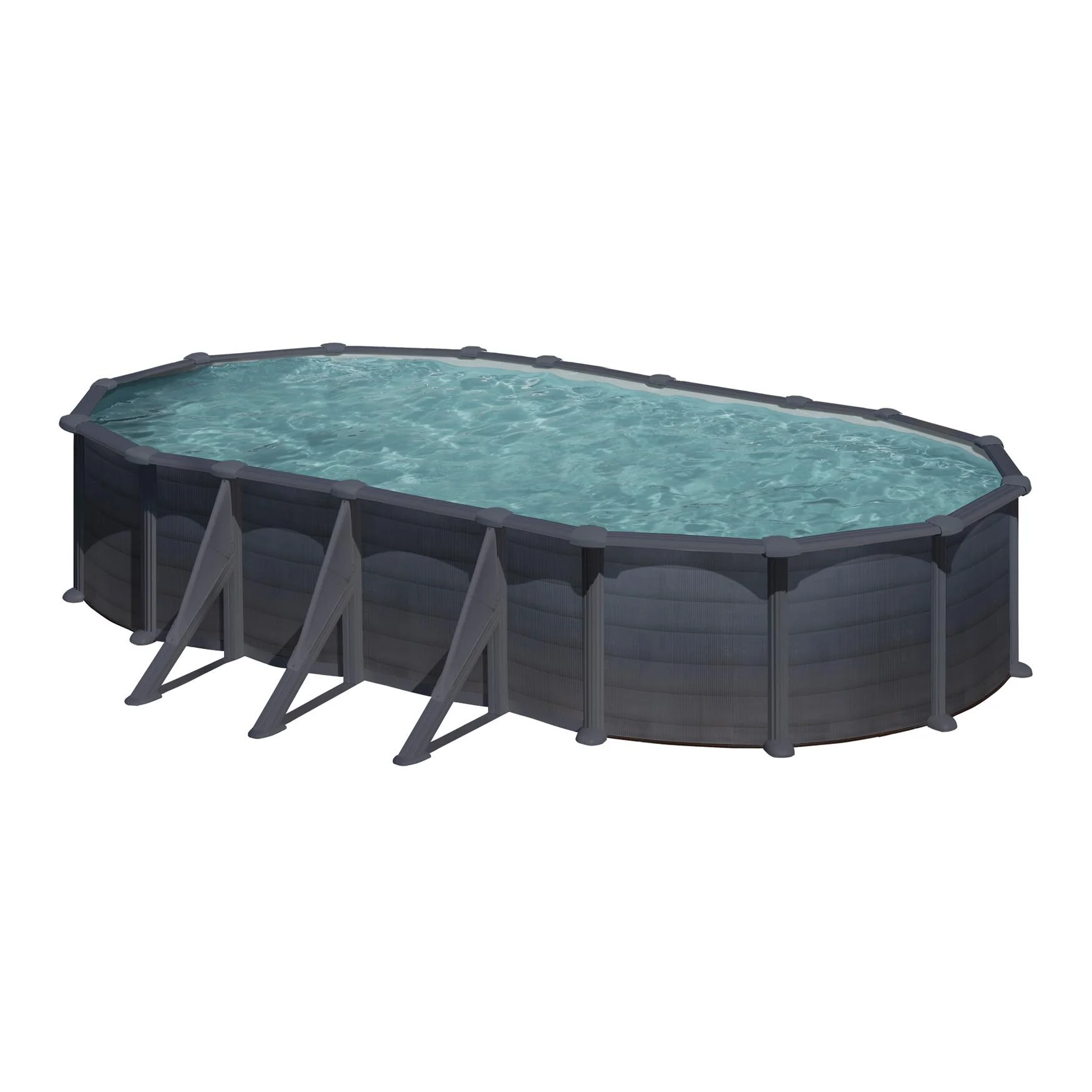 Piscina fuori terra rigida GRE Kea grigio L int 7.3 x 3.75 m 2