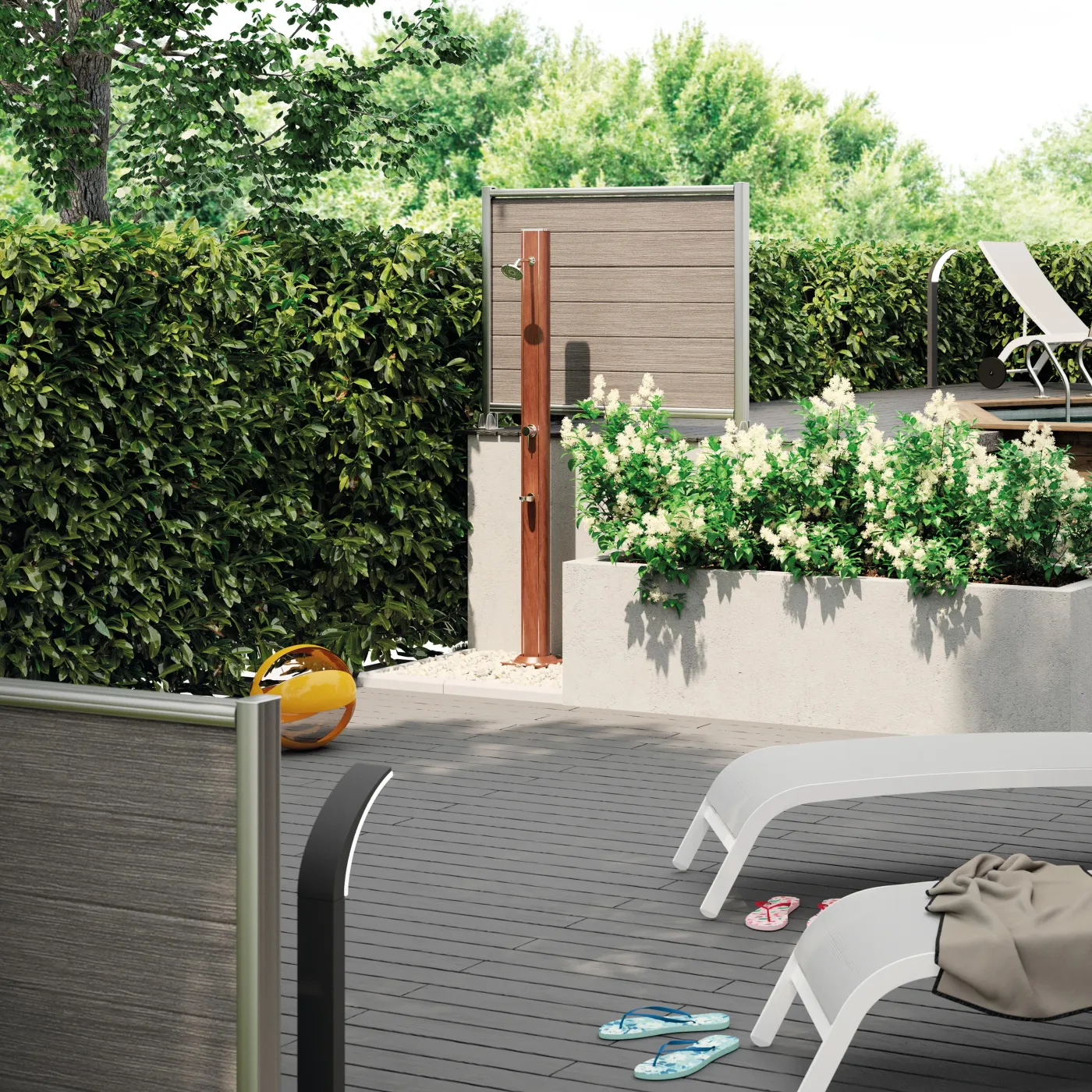 Doccia per piscina solare GRE tonda 32 L, marrone H 210 cm 5