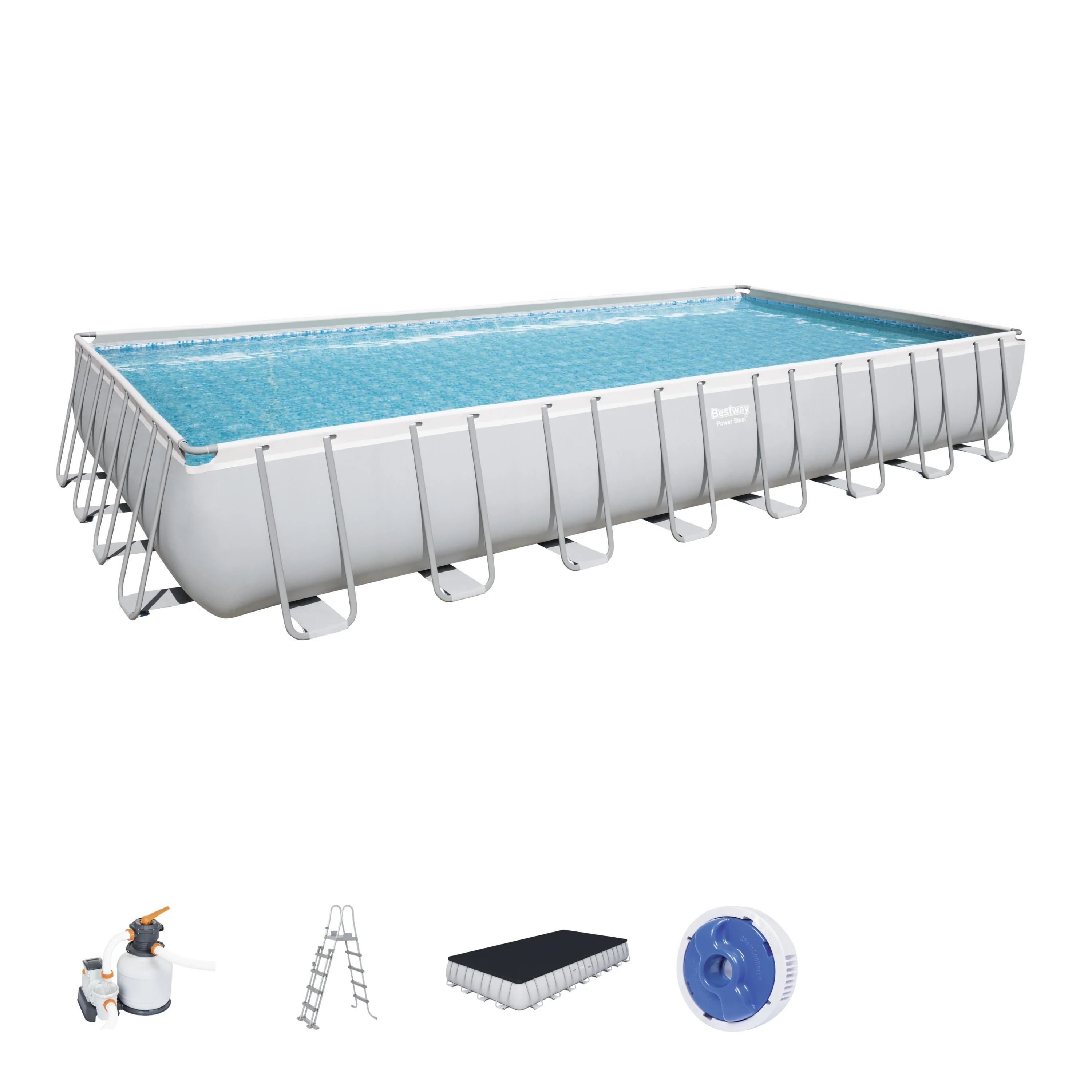 Piscina fuori terra tubolare BESTWAY Power Steel Frame grigio L int 9.27 x 4.54 m