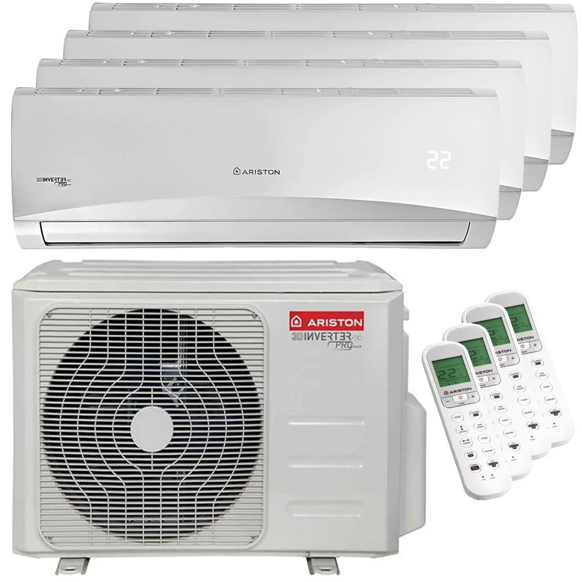 Condizionatore Ariston PRIOS R32 quadri split 9000+9000+9000+18000 BTU inverter A++ unità esterna 10,6 kW