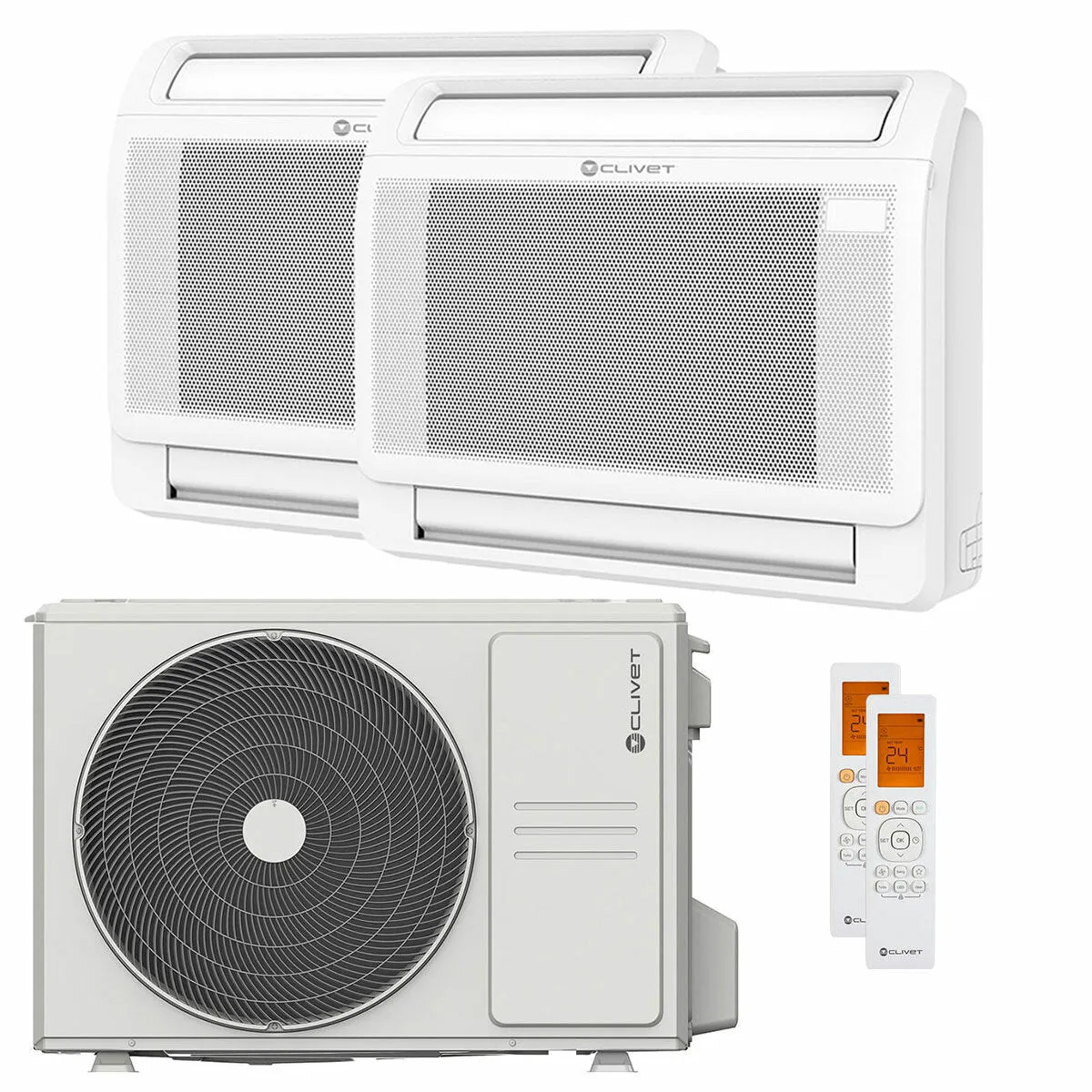 Condizionatore Clivet CONSOLE 3 dual split 12000+12000 BTU inverter A++ unità esterna 5.3 kW