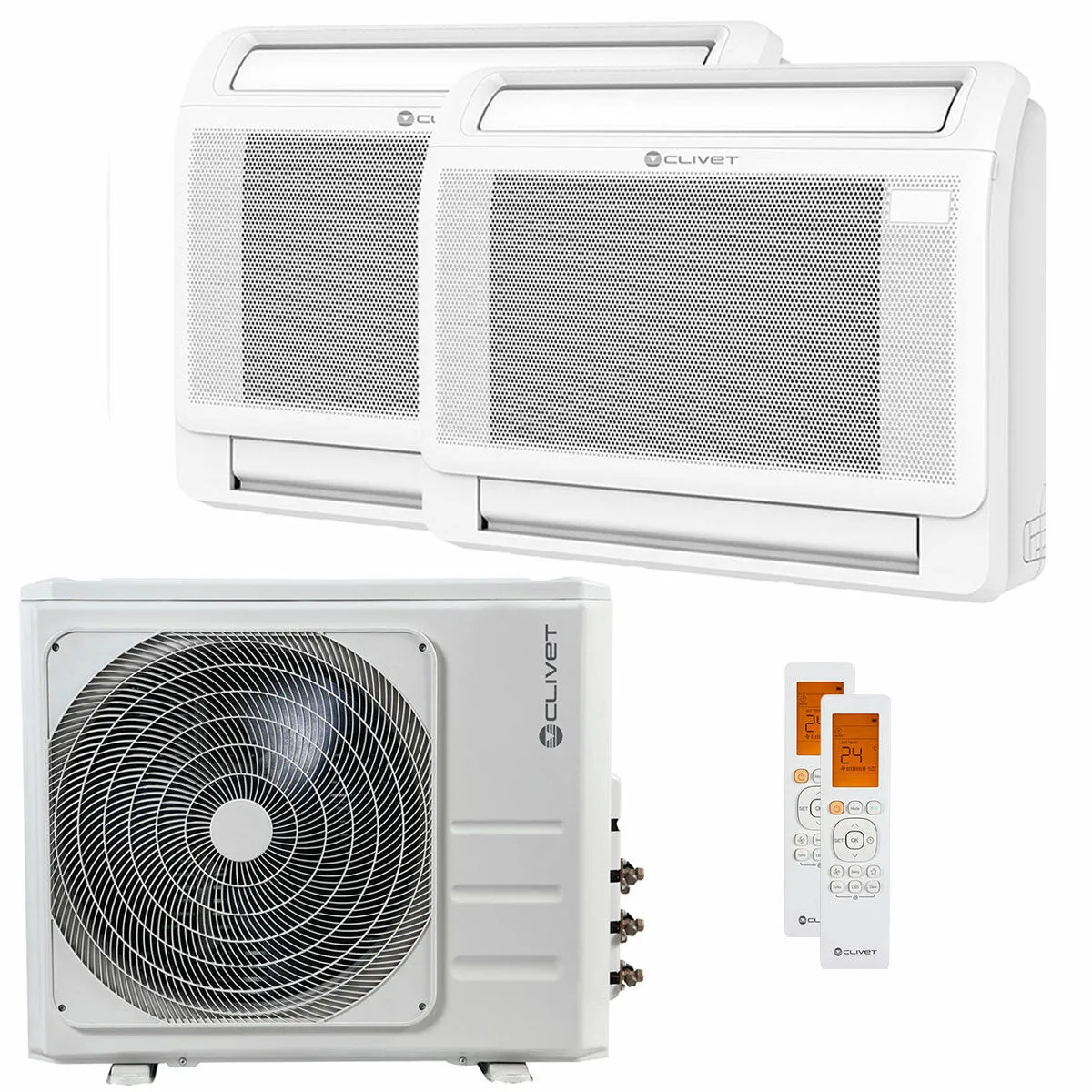 Condizionatore Clivet CONSOLE 3 dual split 18000+18000 BTU inverter A+ unità esterna 12.3 kW