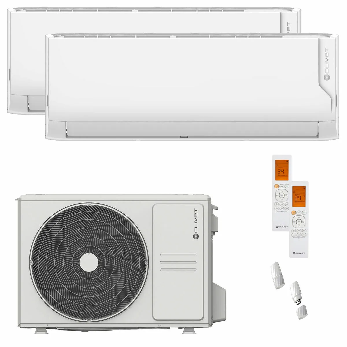Condizionatore Clivet Cristallo 2 dual split 9000+12000 BTU inverter A+ wifi unità esterna 5.3 kW