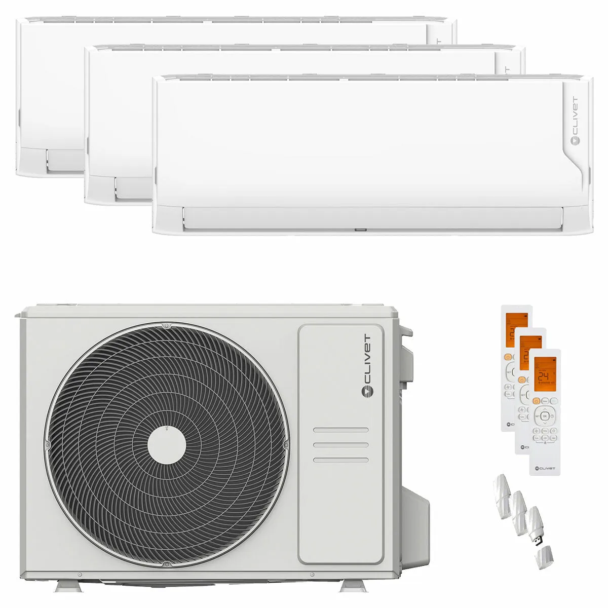 Condizionatore Clivet Cristallo 2 trial split 9000+9000+12000 BTU inverter A++ wifi unità esterna 7.9 kW