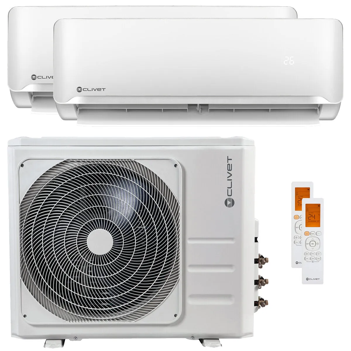 Condizionatore Clivet Essential 2 dual split 18000+24000 BTU inverter classe A unità esterna 12,5 kW