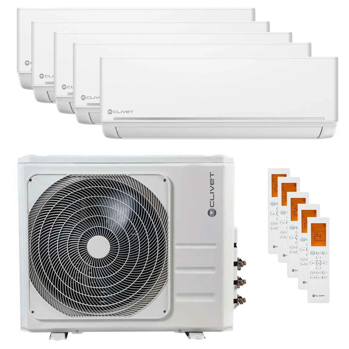 Condizionatore Clivet EZCool penta split 9000+9000+9000+12000+12000 BTU inverter A++ unità esterna 12.3 kW