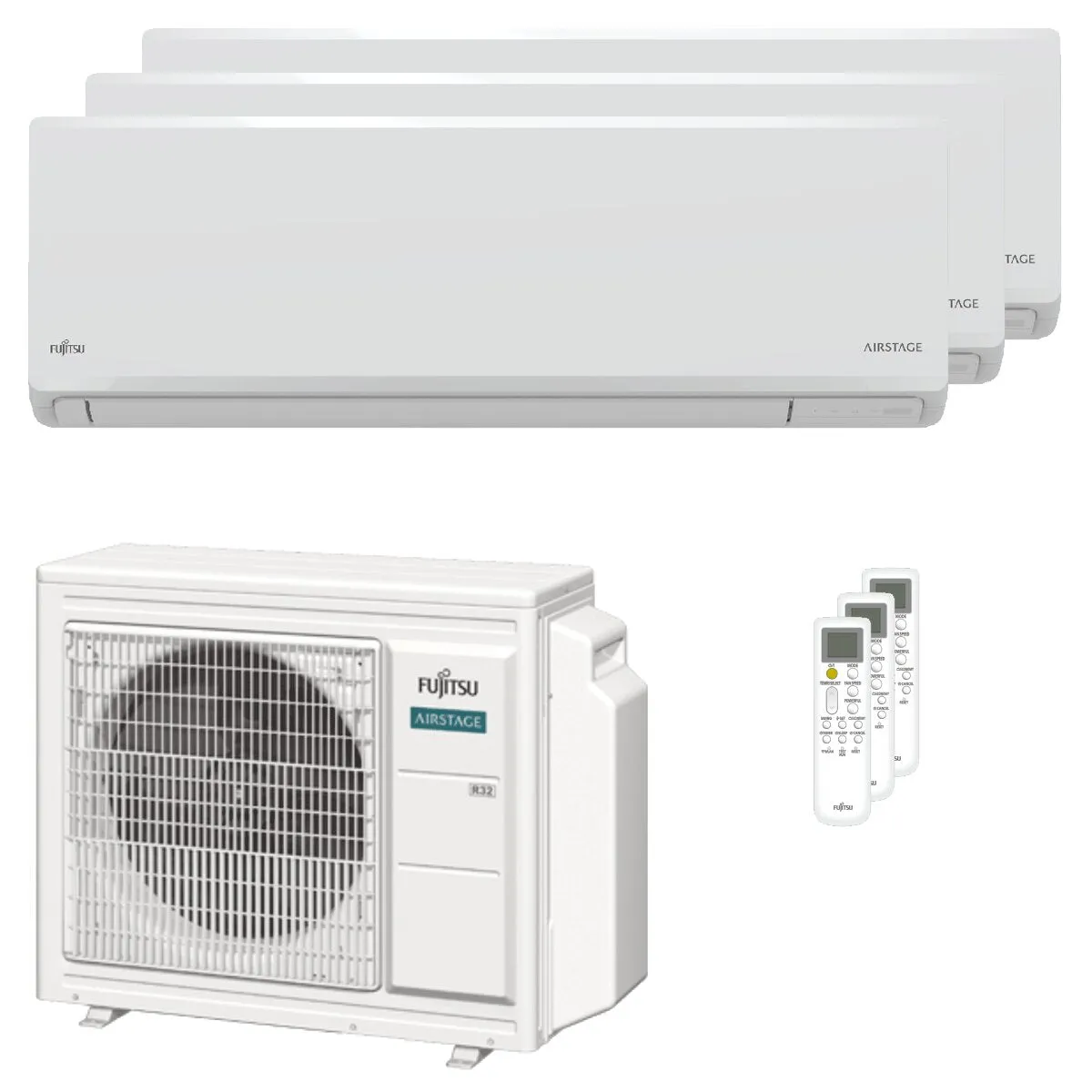 Condizionatore Fujitsu Serie KN WiFi trial split 7000+9000+9000 BTU inverter A+++ wifi unità esterna 5.4 kW